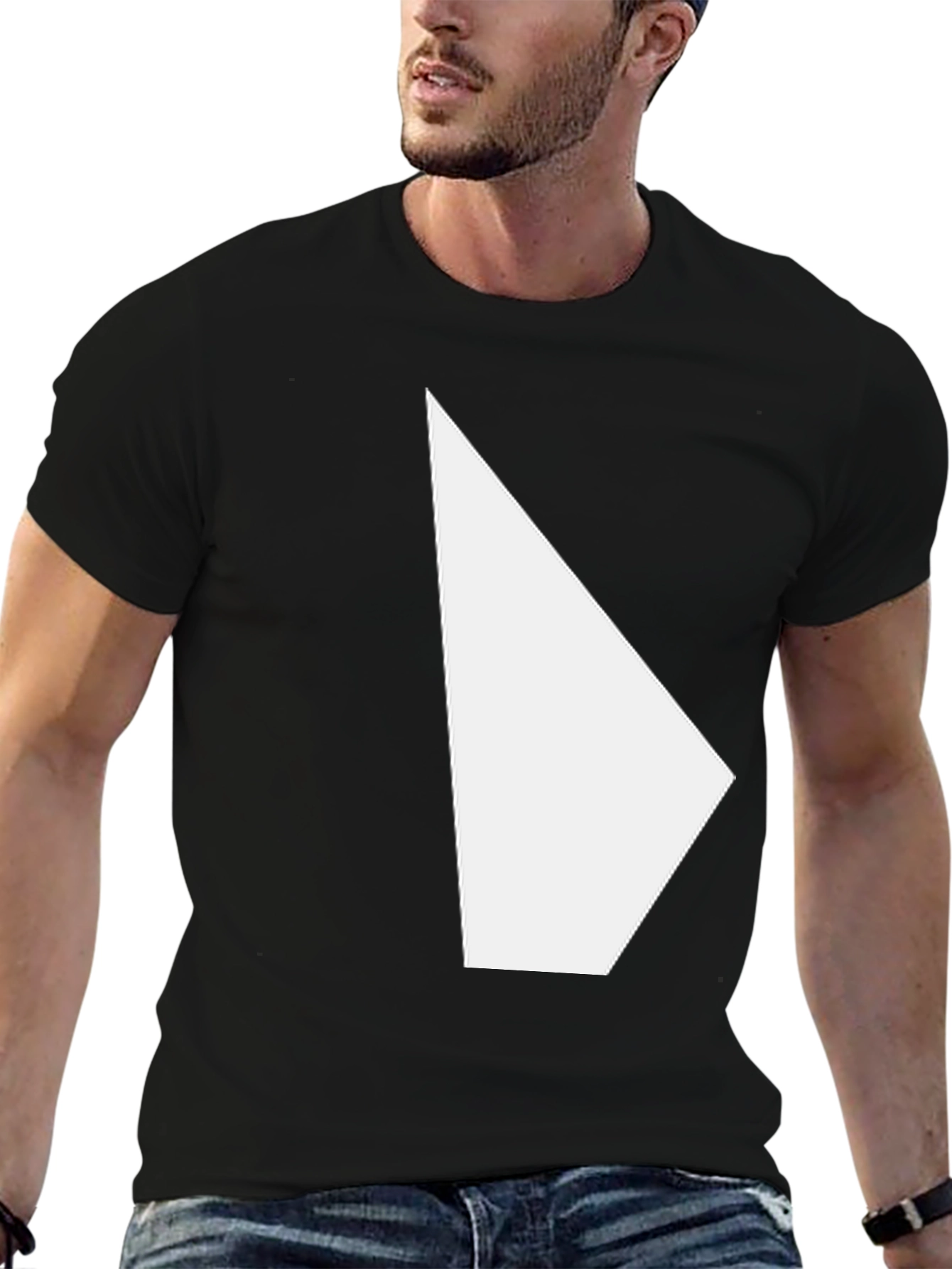 Modern Graphic Tee - Black Shirt with White Triangle