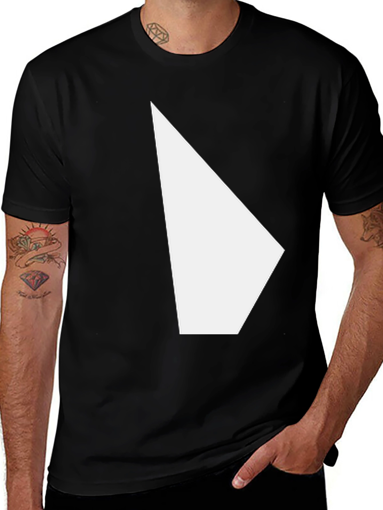 Modern Graphic Tee - Black Shirt with White Triangle