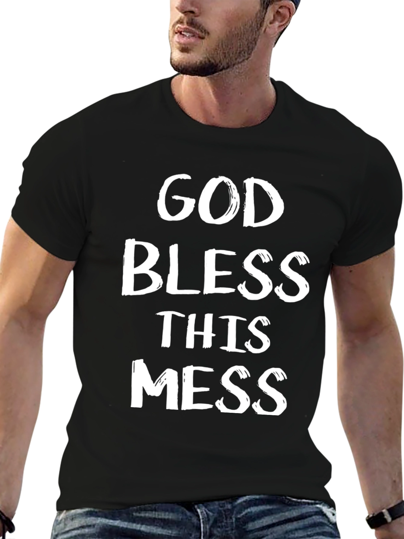 God Bless This Mess Black Graphic T-Shirt