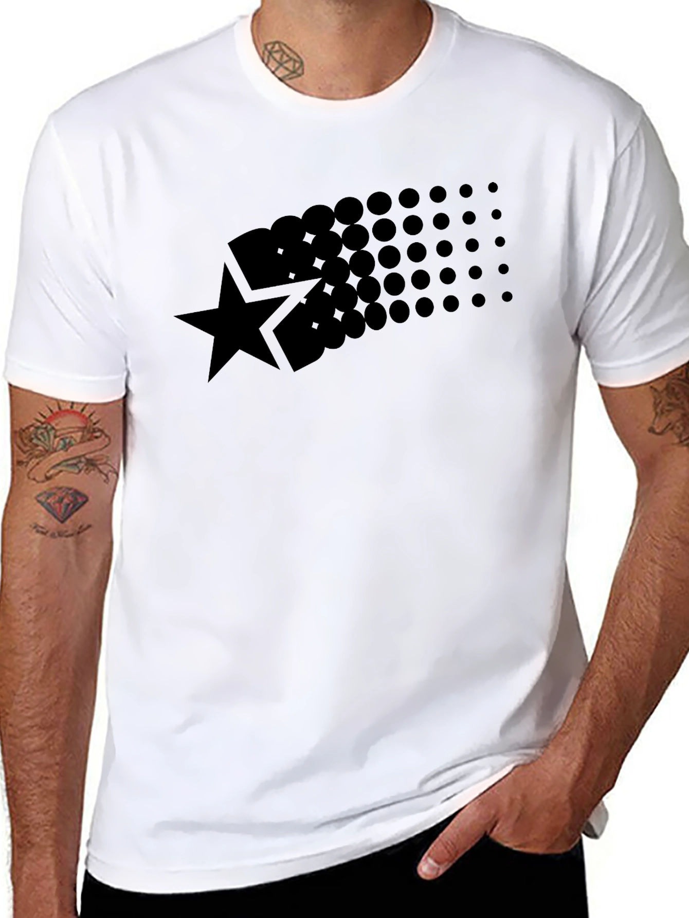 Black Star Burst Graphic Tee - Modern Style