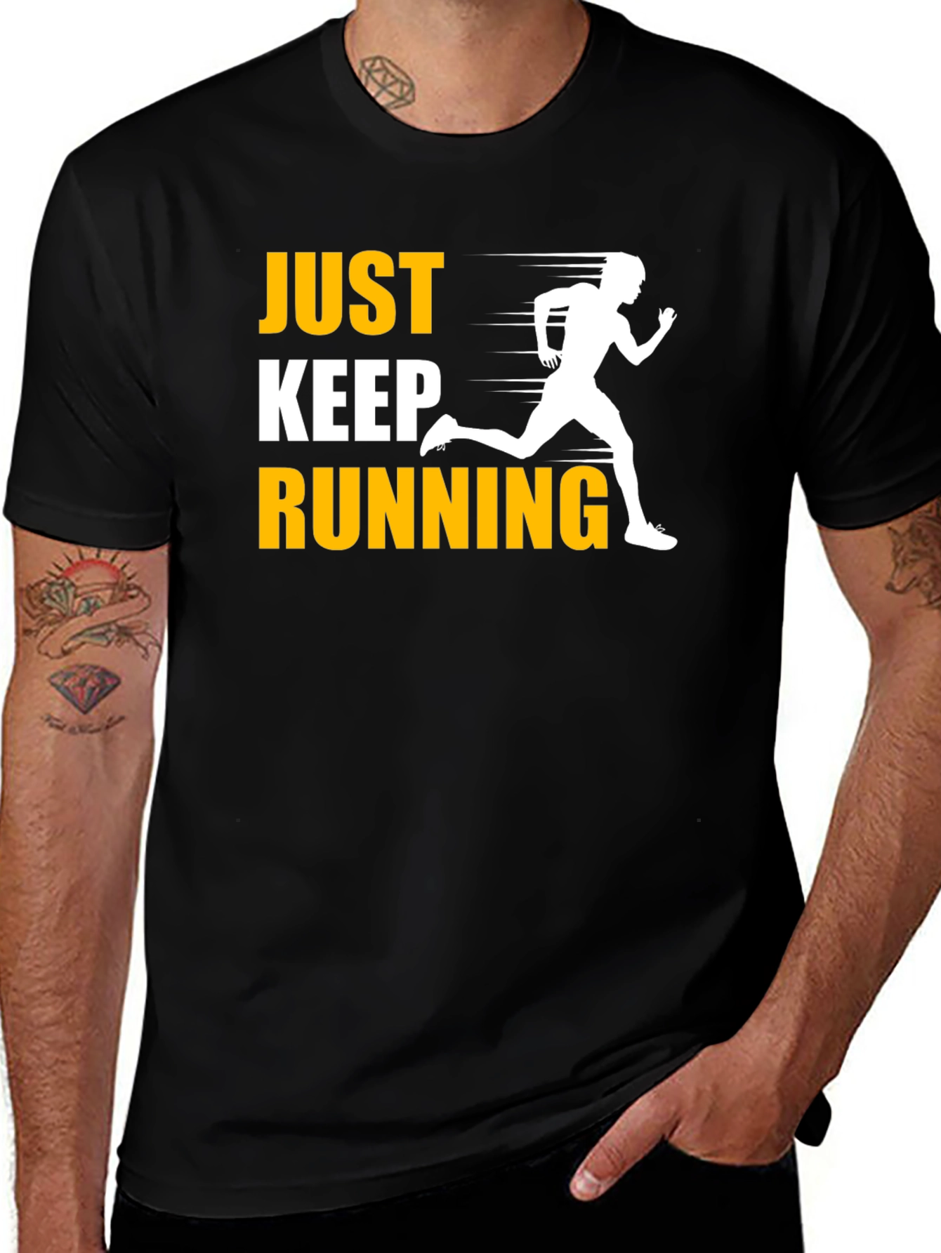 Just Keep Running Black Graphic T-Shirt