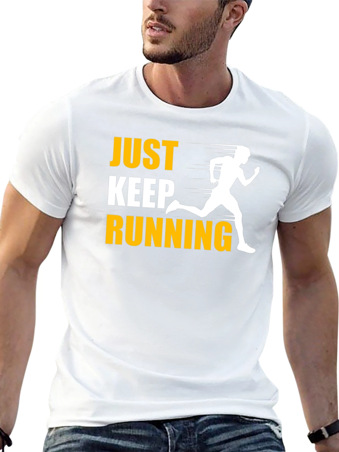 Just Keep Running Black Graphic T-Shirt