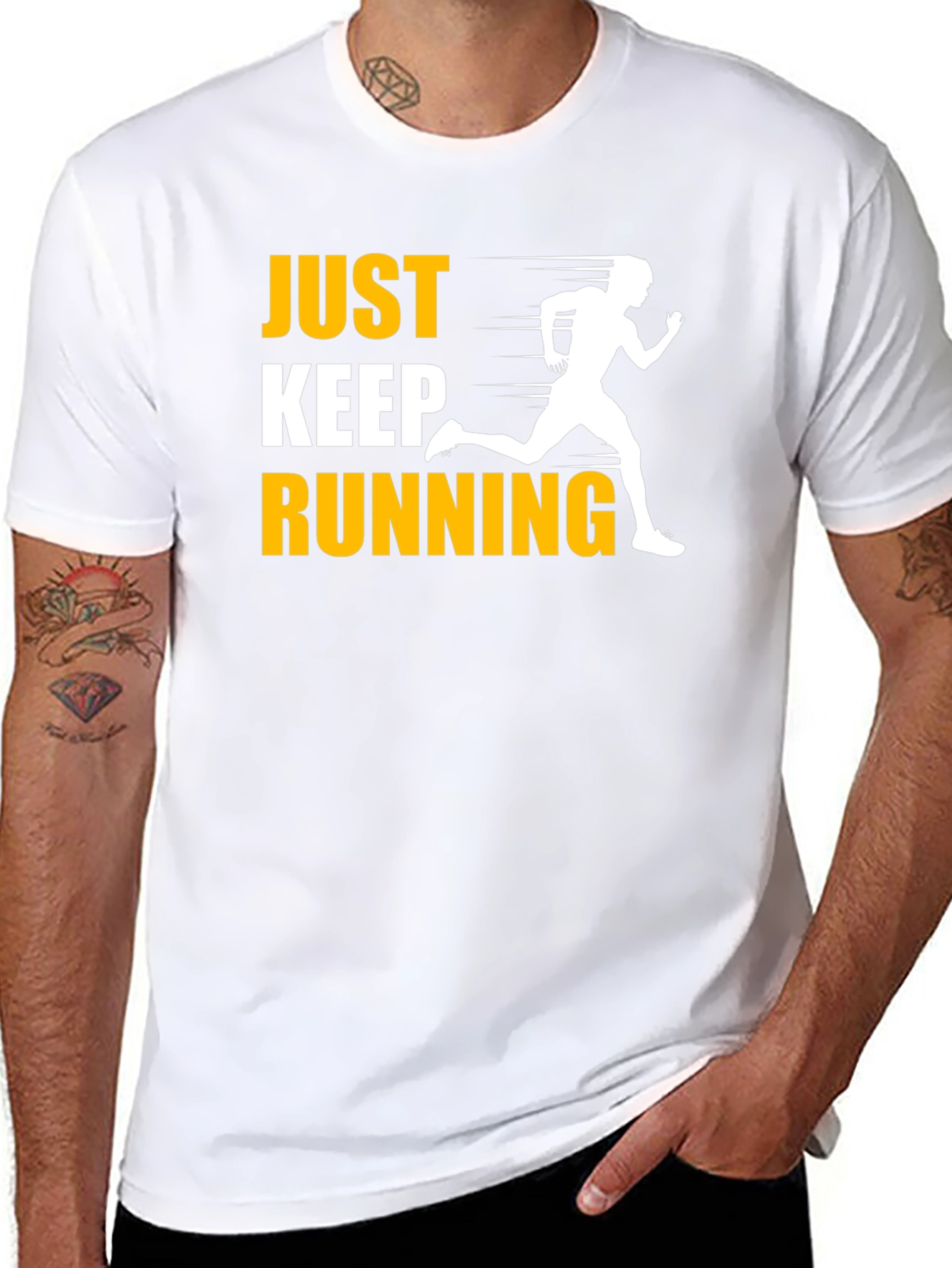 Just Keep Running Black Graphic T-Shirt