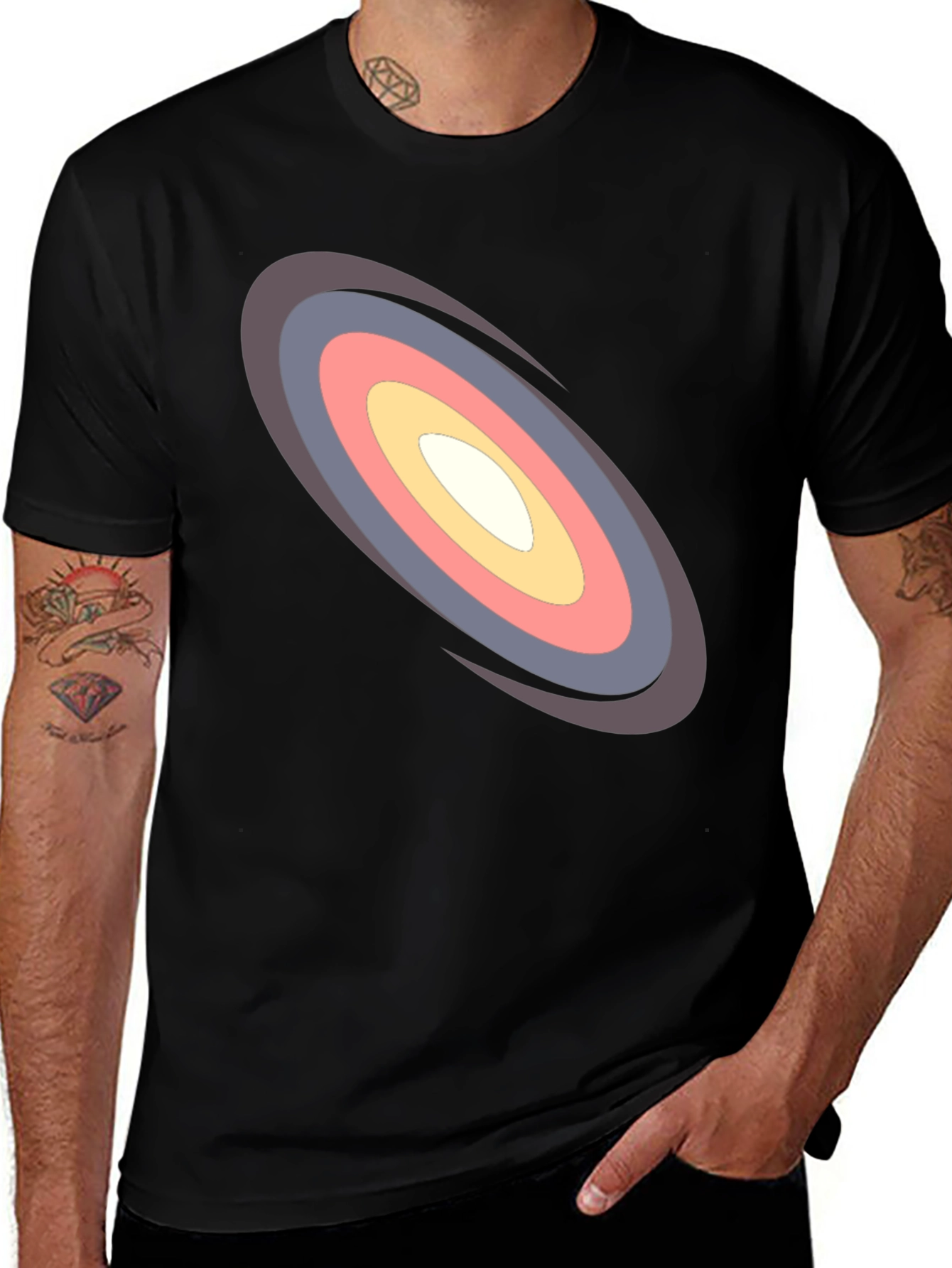 Stylish Black Tee with Unique Oval Design