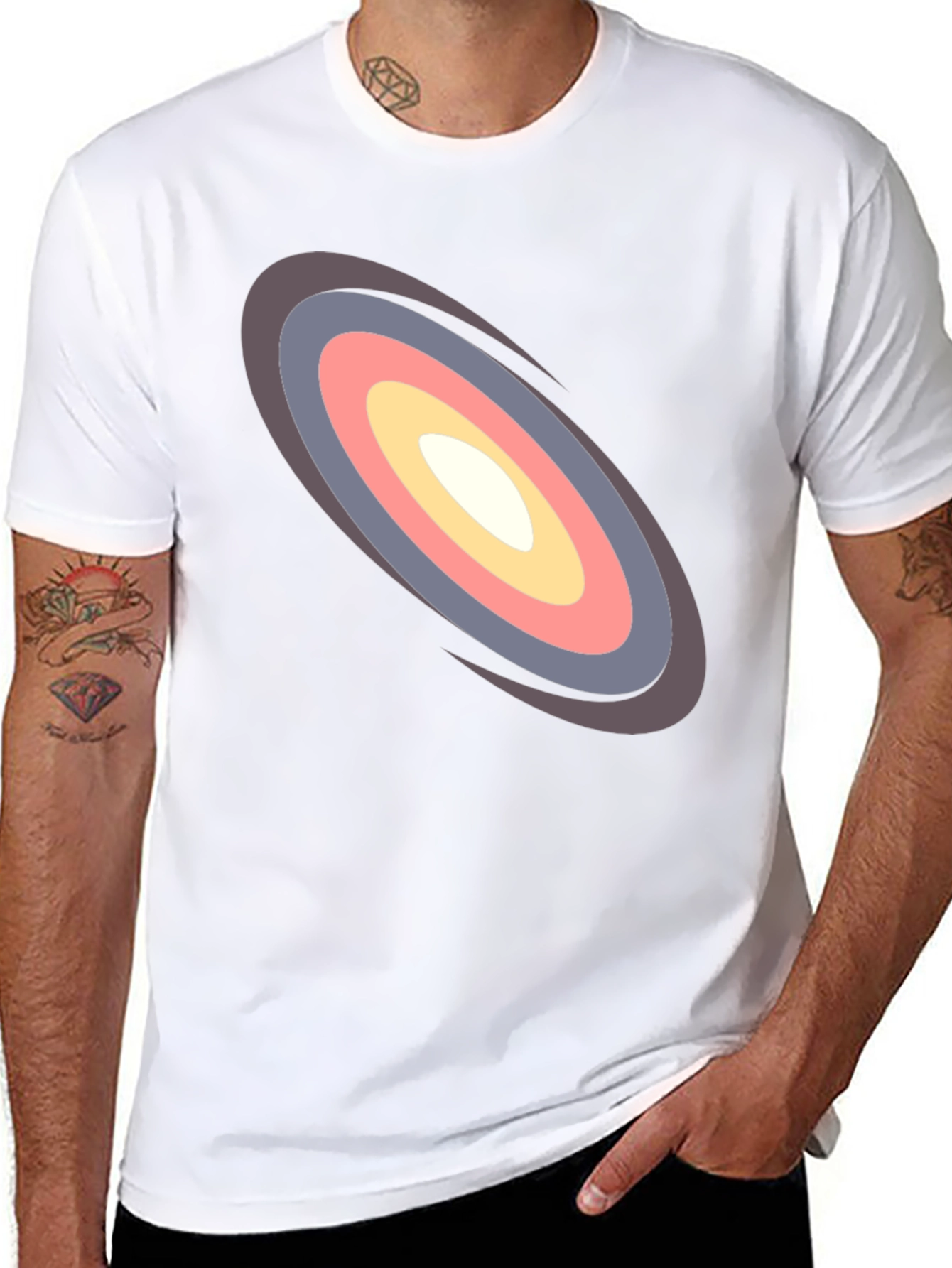 Stylish Black Tee with Unique Oval Design