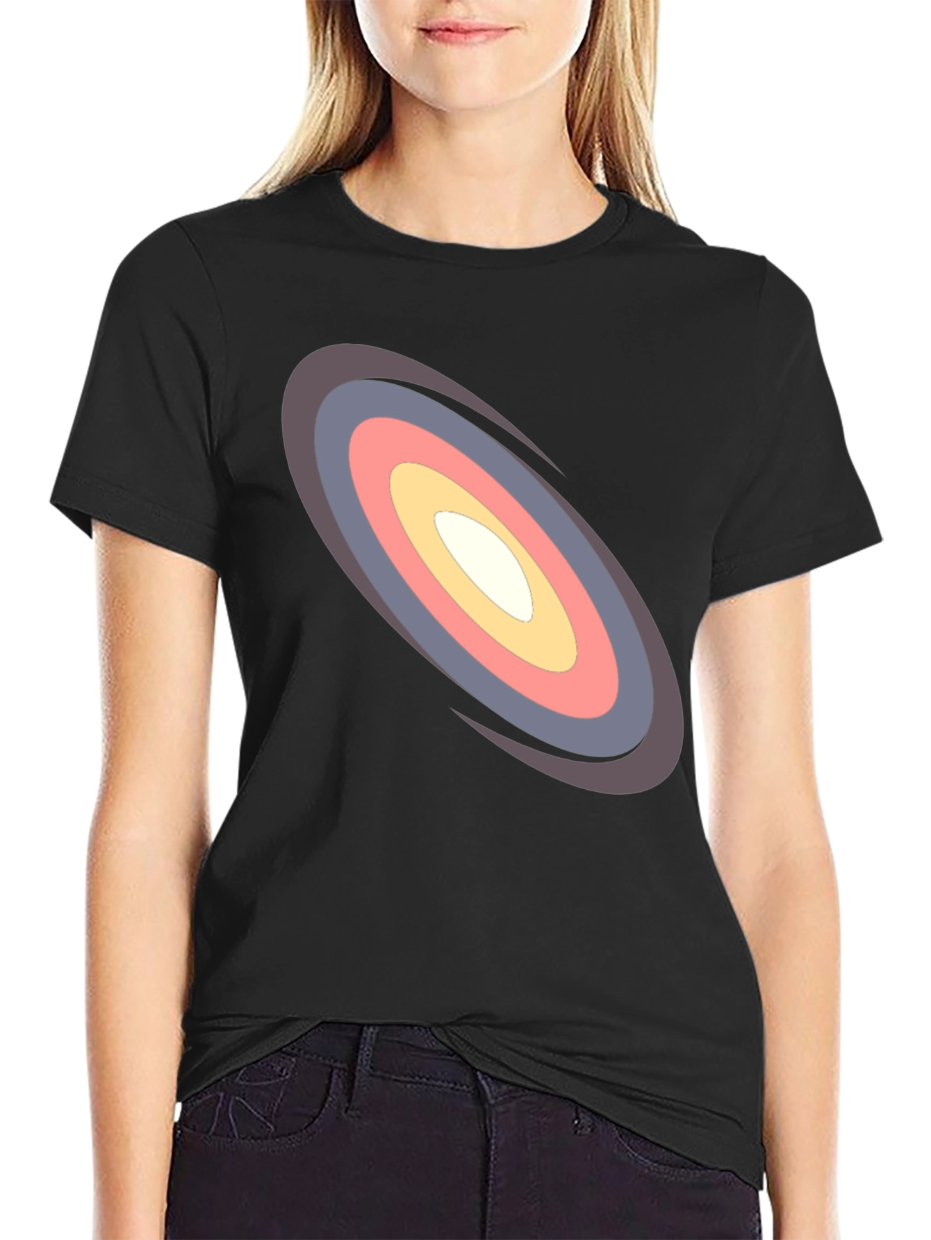 Stylish Black Tee with Unique Oval Design