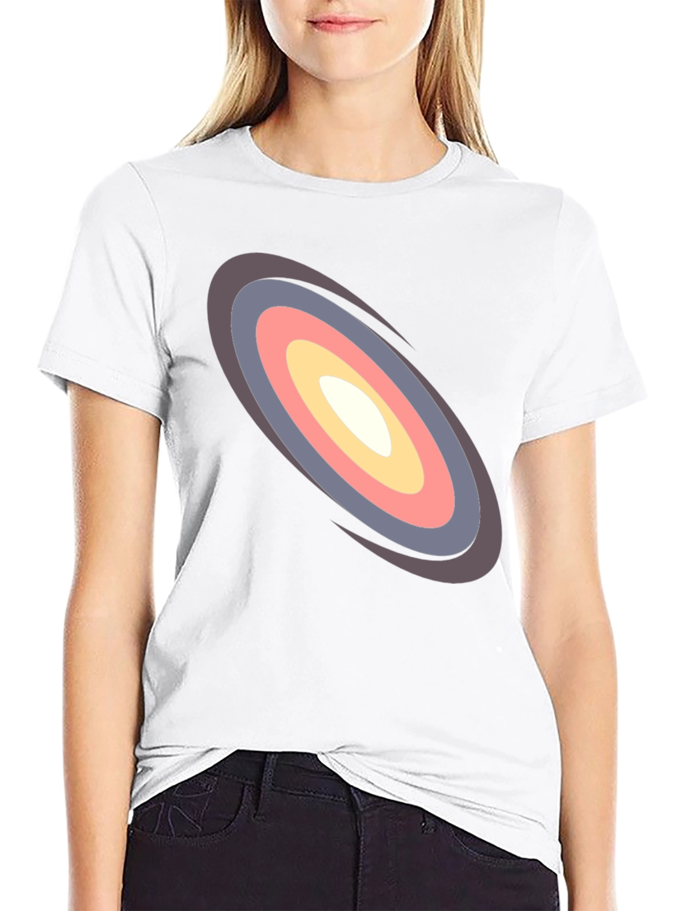 Stylish Black Tee with Unique Oval Design