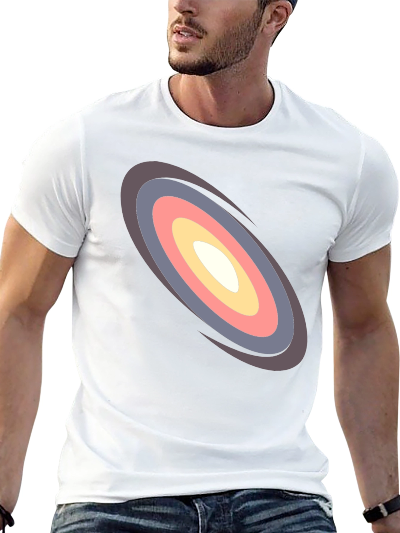 Stylish Black Tee with Unique Oval Design