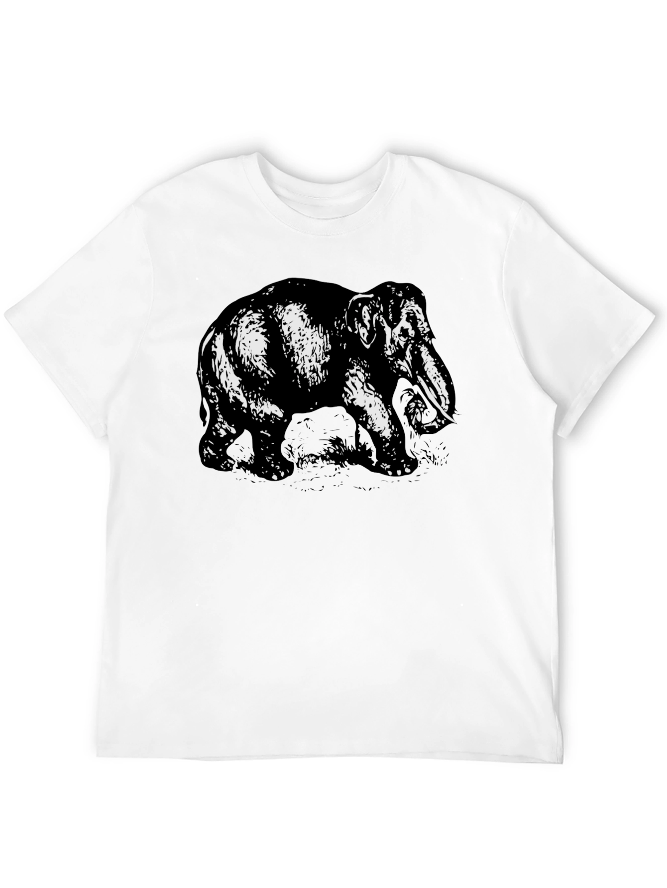 Elephant Graphic Tee - Bold Black Cotton Shirt