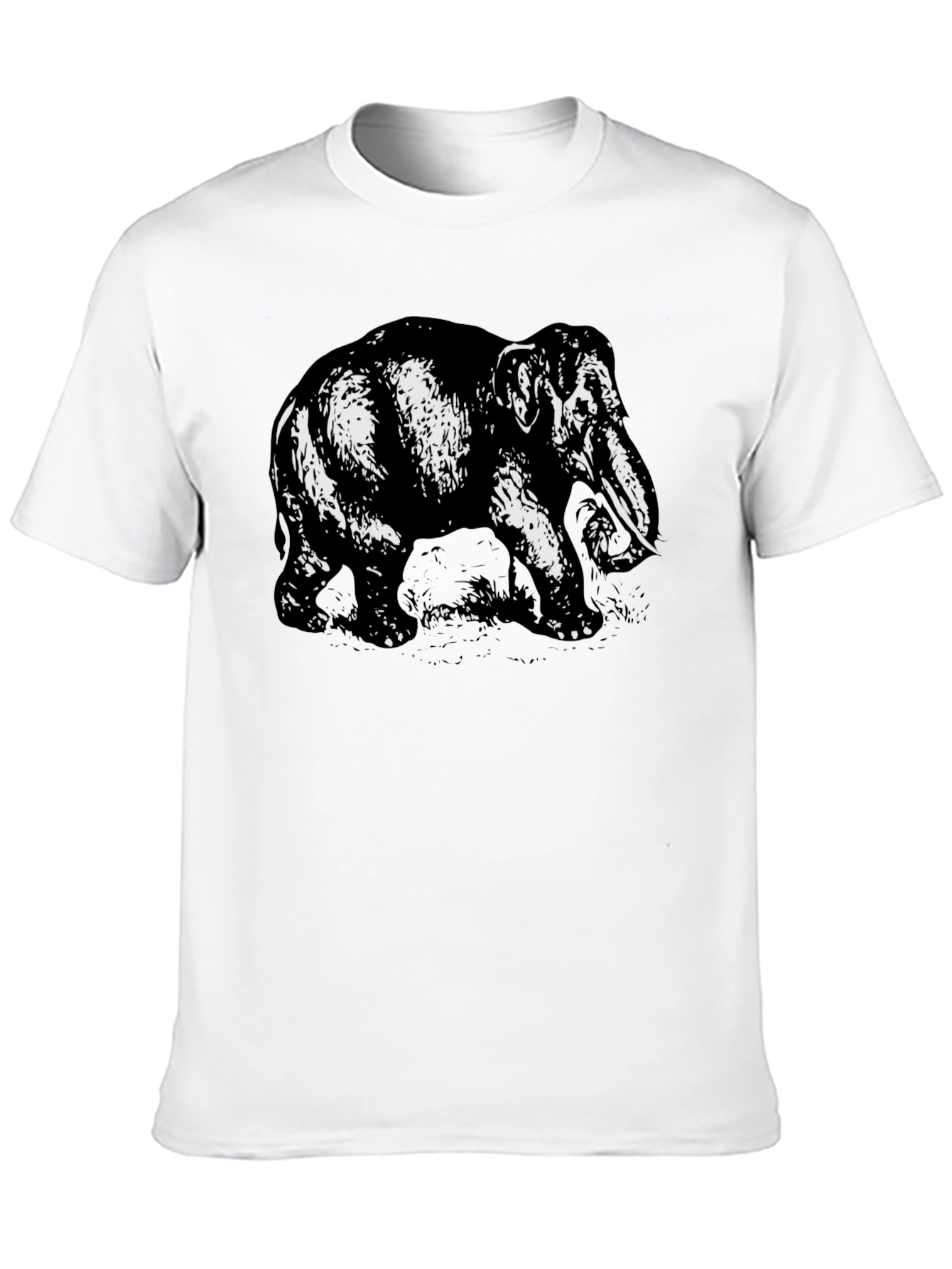 Elephant Graphic Tee - Bold Black Cotton Shirt