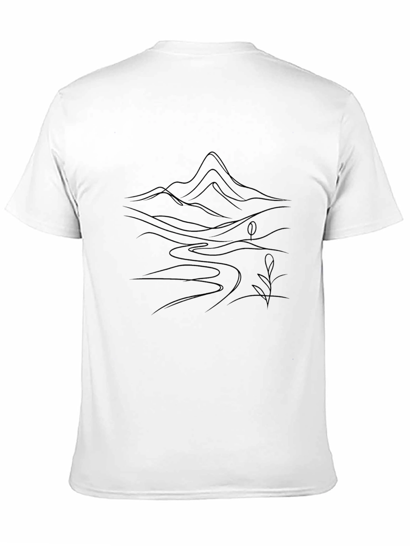Minimalist Mountain River Black T-Shirt