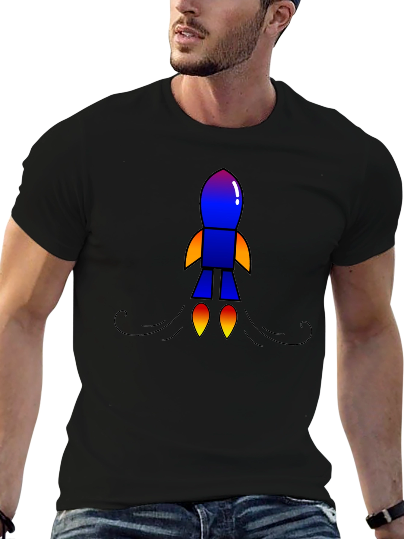 Rocket Graphic Black T-Shirt