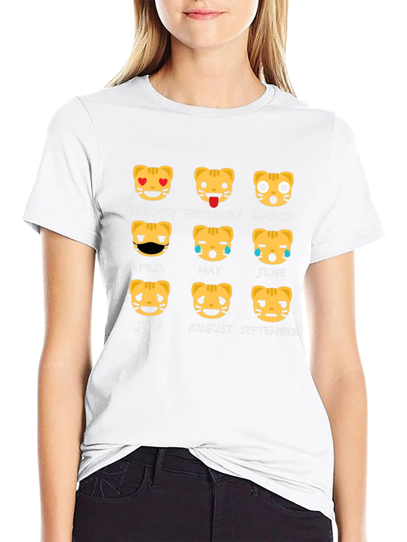 Zodiac Tiger Emoji Month Black T-Shirt