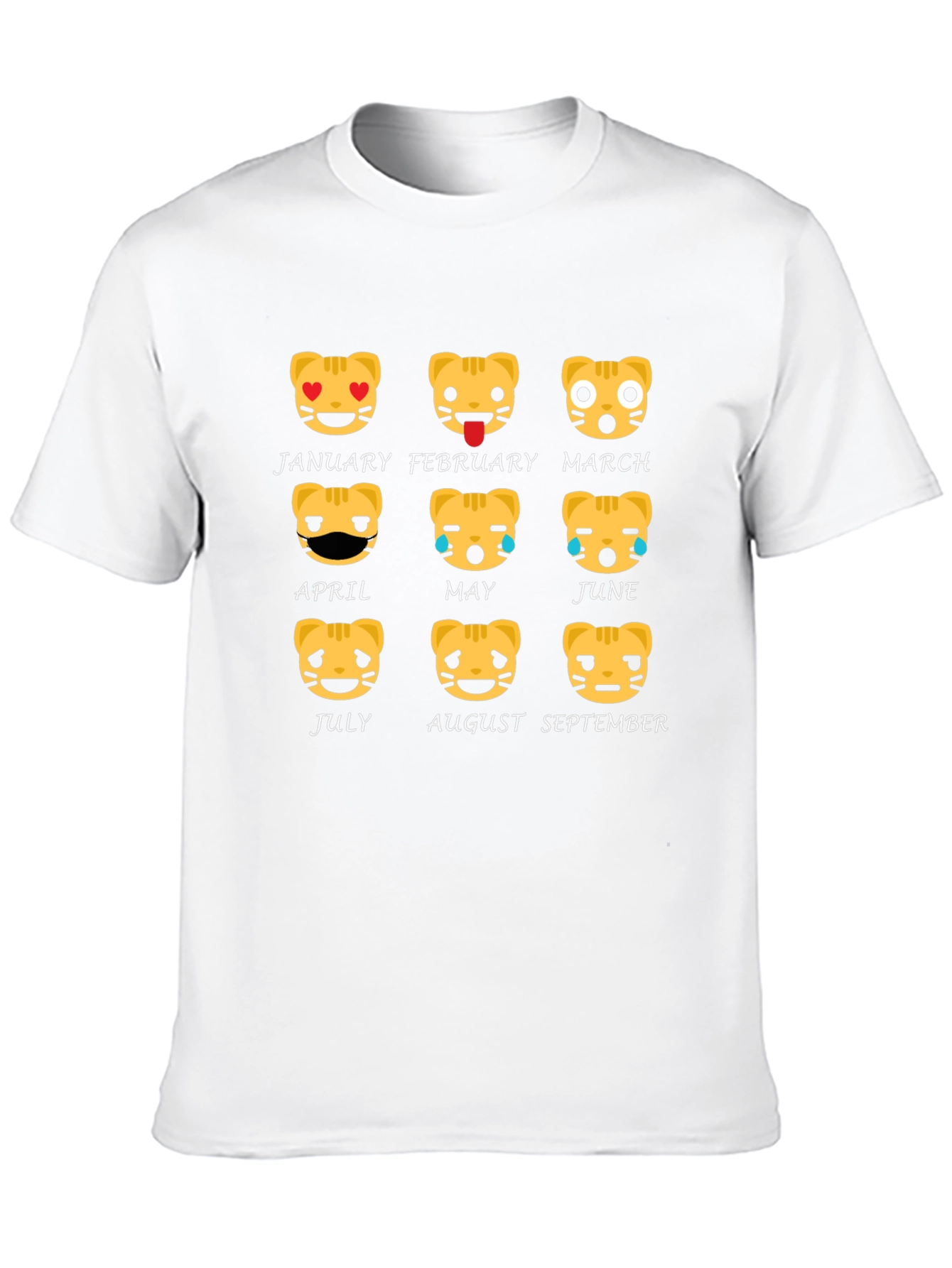Zodiac Tiger Emoji Month Black T-Shirt