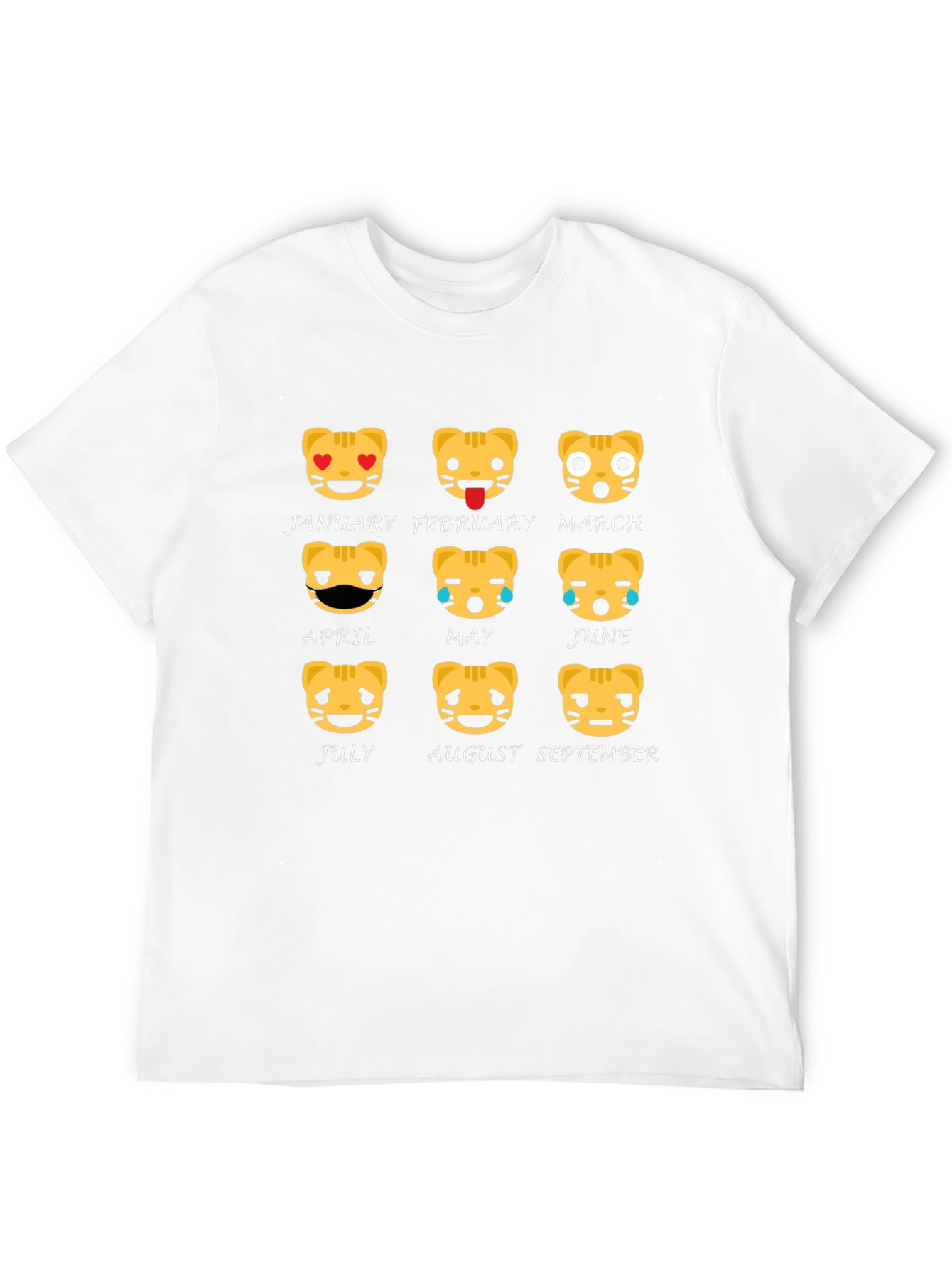 Zodiac Tiger Emoji Month Black T-Shirt