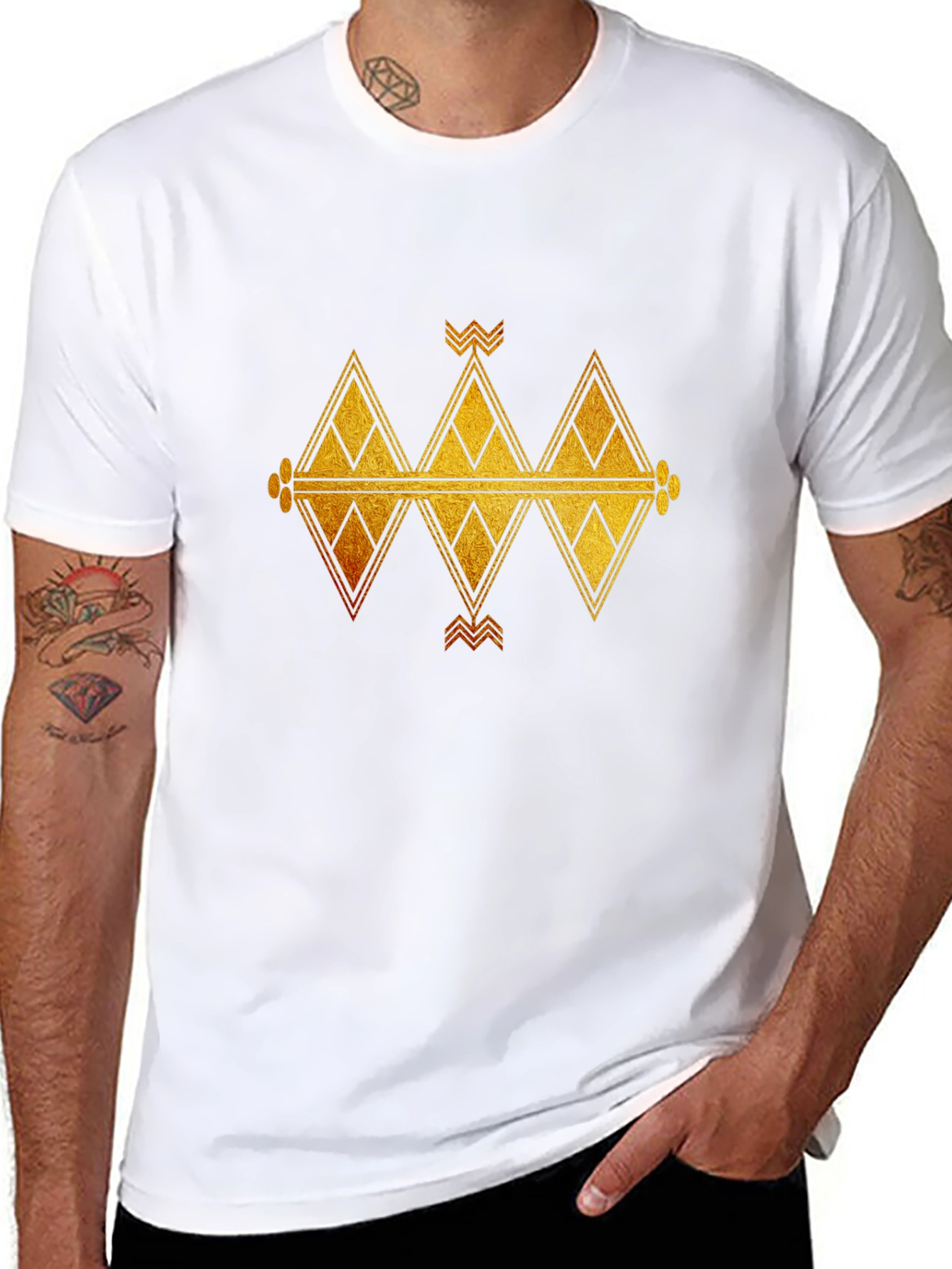 Tribal Geometric T-Shirt - Black