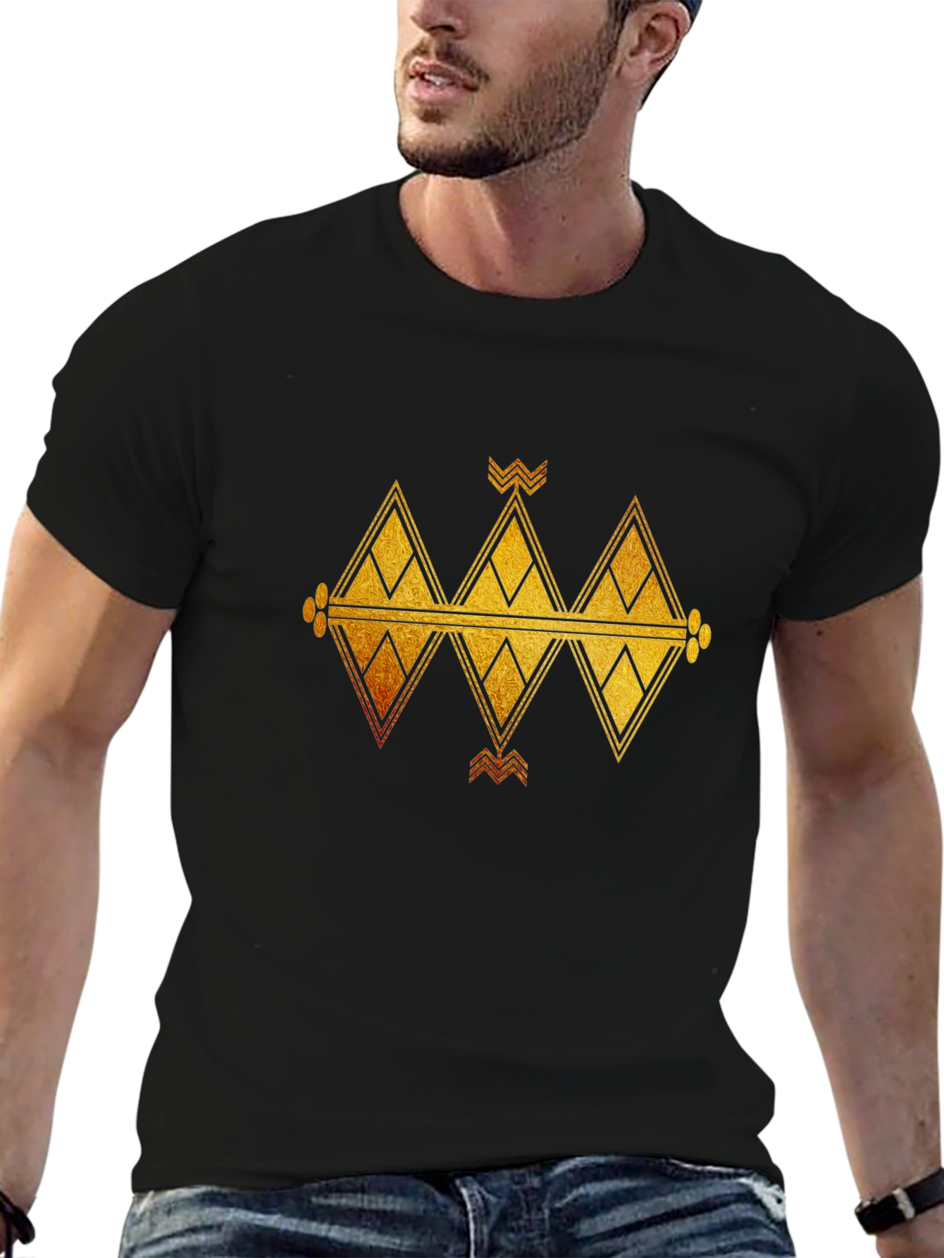 Tribal Geometric T-Shirt - Black