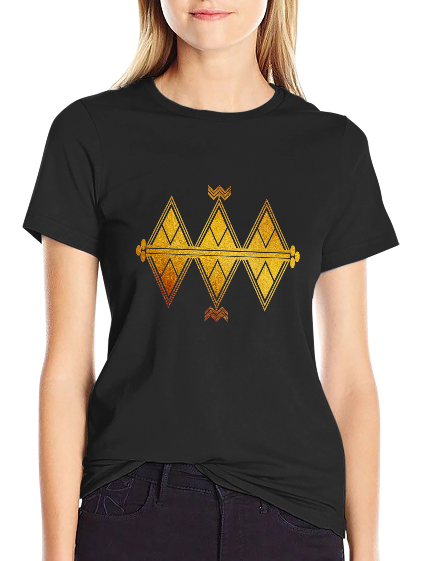 Tribal Geometric T-Shirt - Black