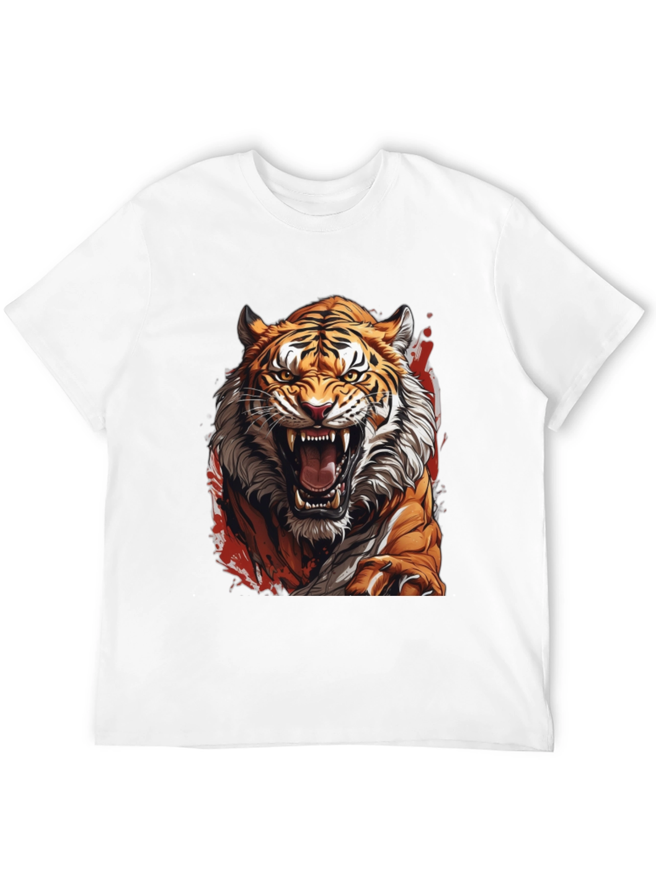 Fierce Tiger Graphic Print Black T-Shirt