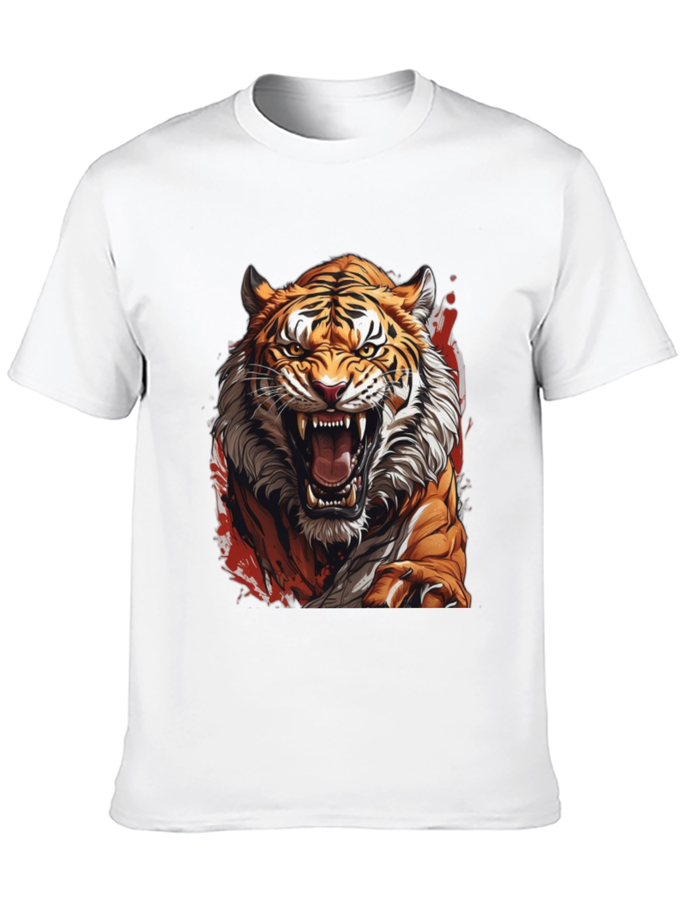 Fierce Tiger Graphic Print Black T-Shirt