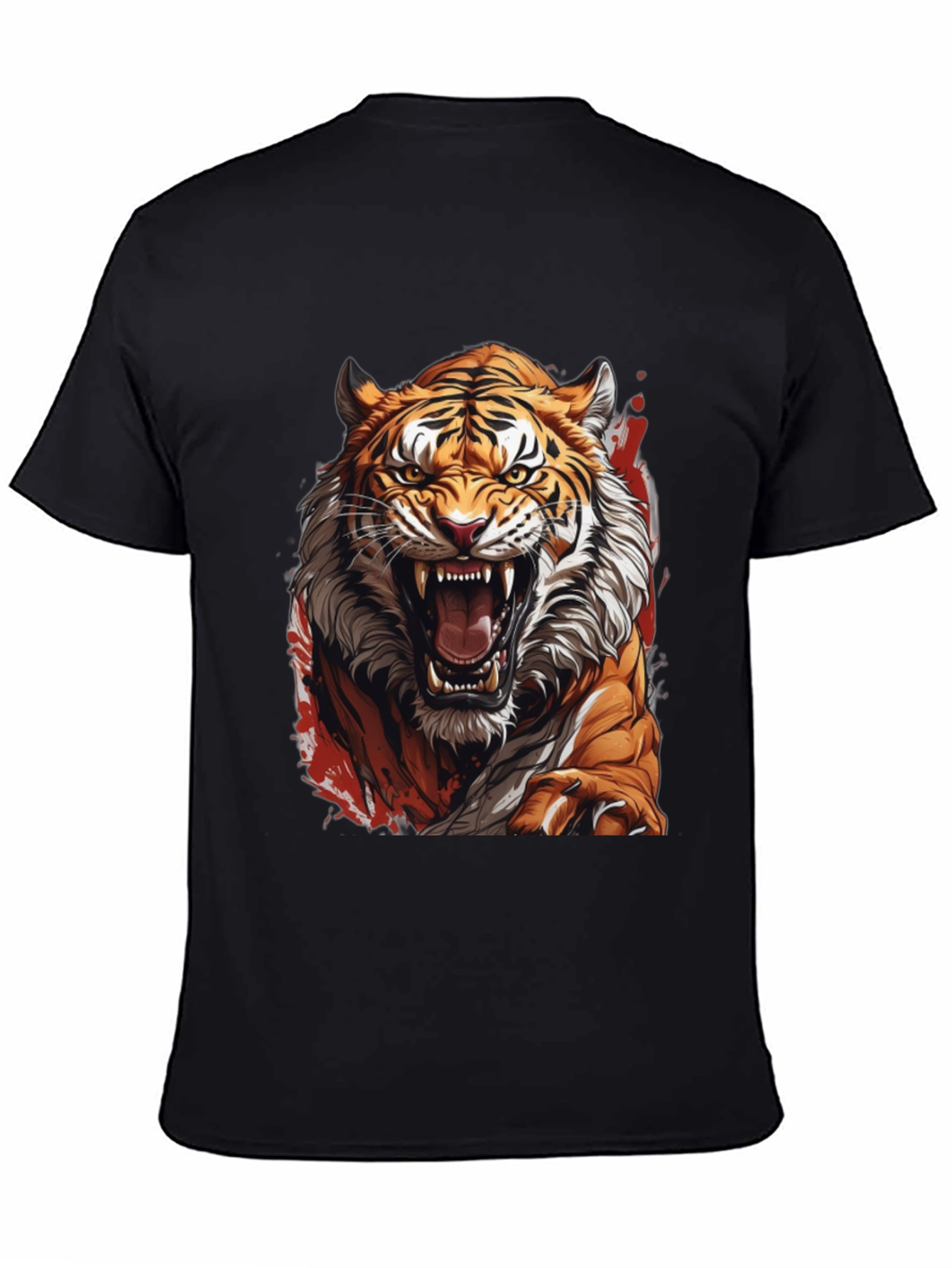 Fierce Tiger Graphic Print Black T-Shirt