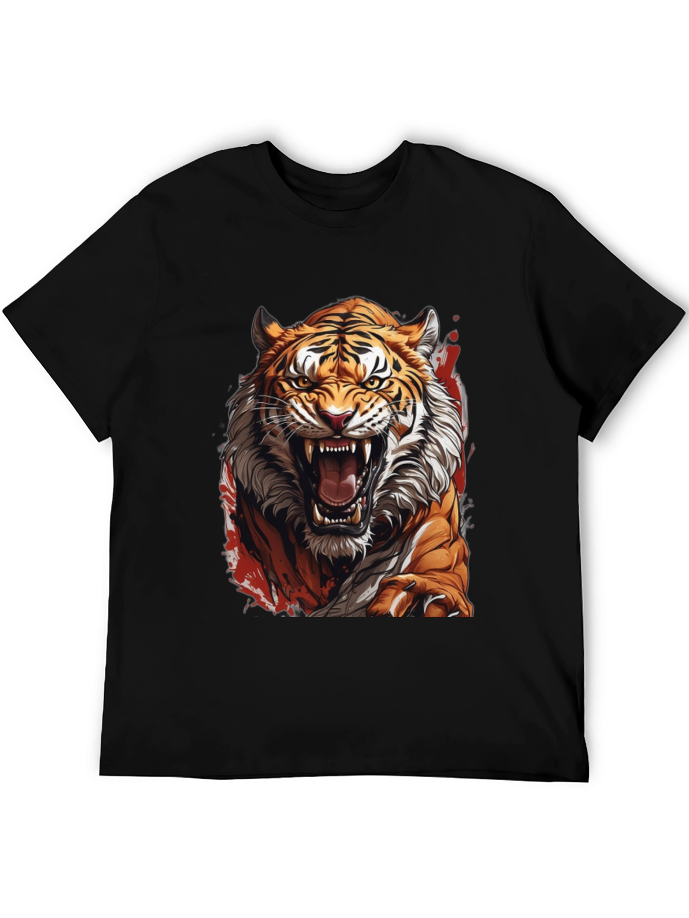 Fierce Tiger Graphic Print Black T-Shirt