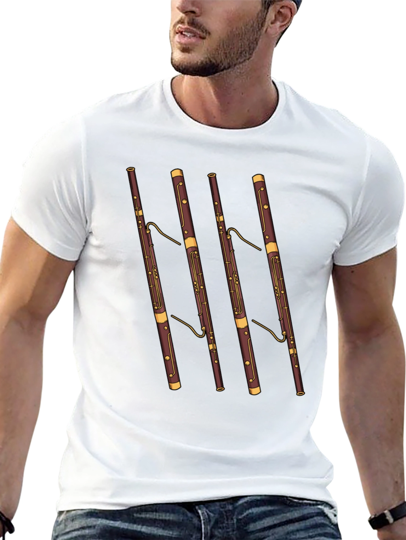 Bassoon Pattern Black T-Shirt
