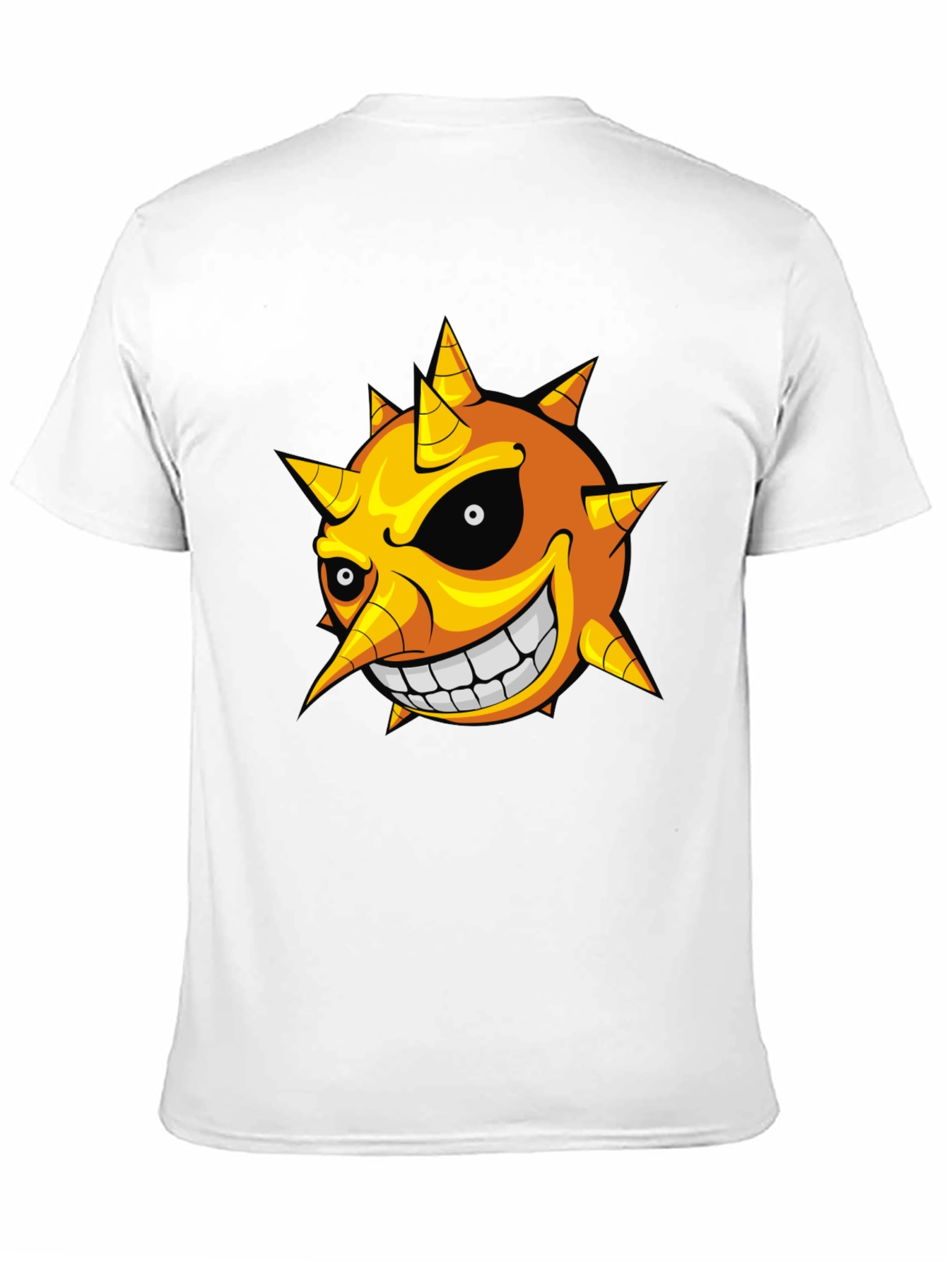 Mens Black T-Shirt with Cartoon Sun Graphic