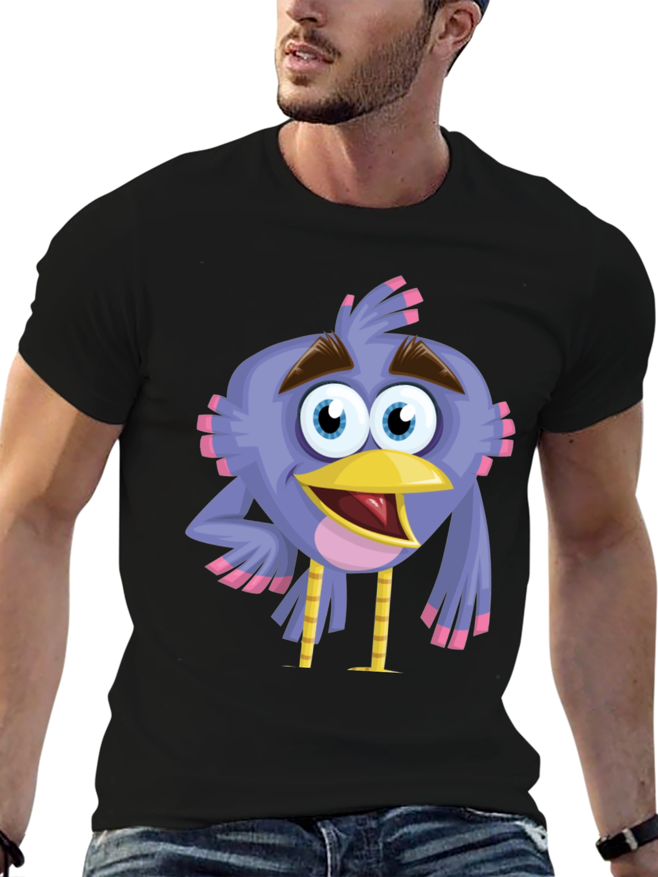Cartoon Bird Graphic T-Shirt