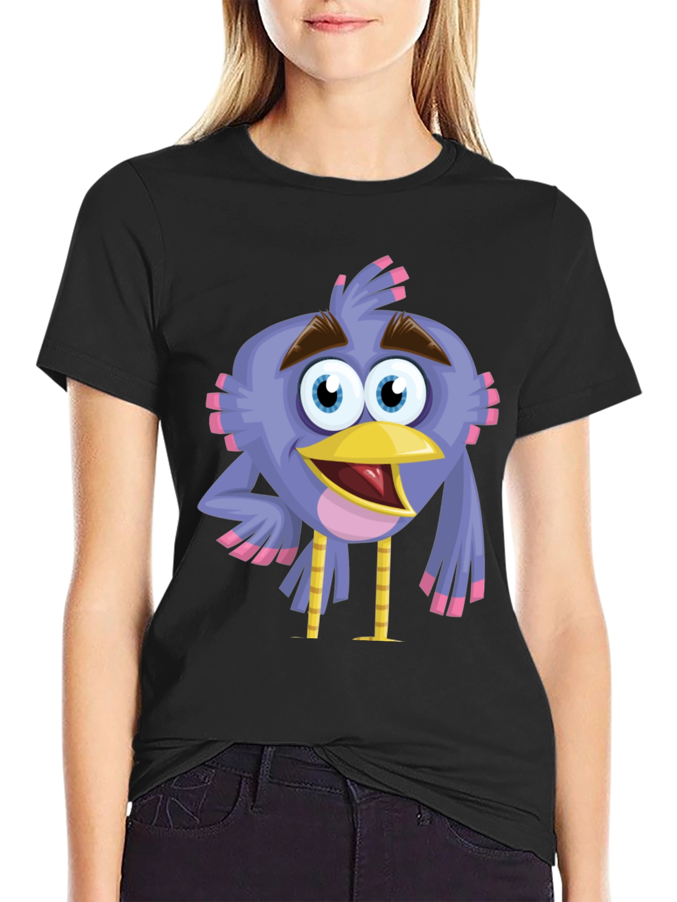 Cartoon Bird Graphic T-Shirt
