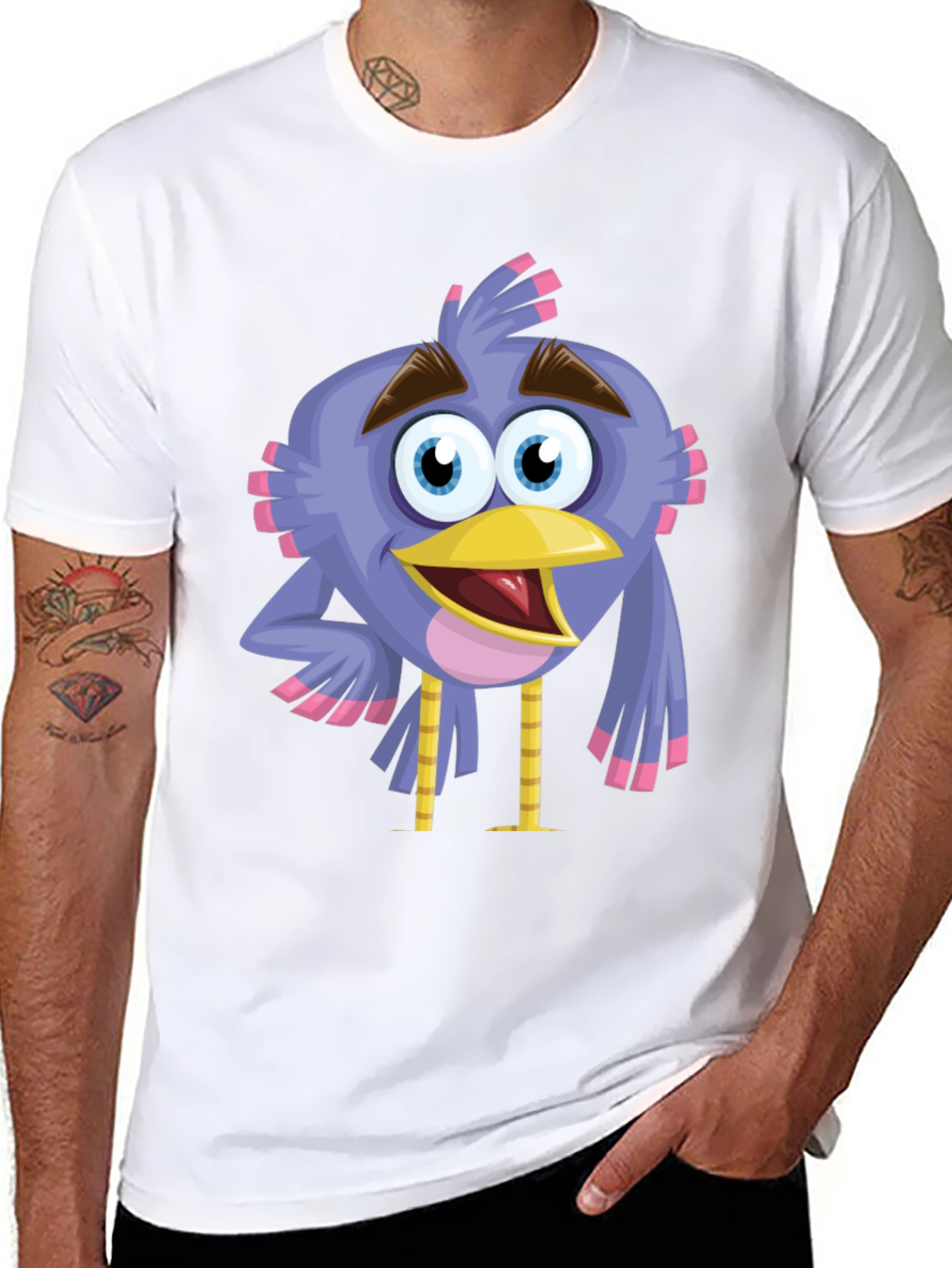 Cartoon Bird Graphic T-Shirt