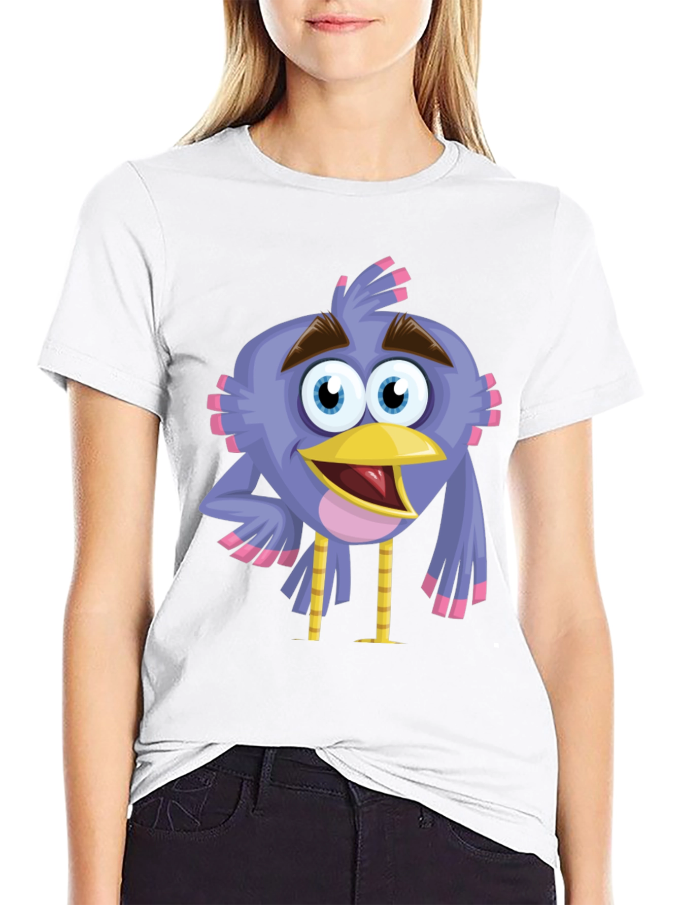 Cartoon Bird Graphic T-Shirt
