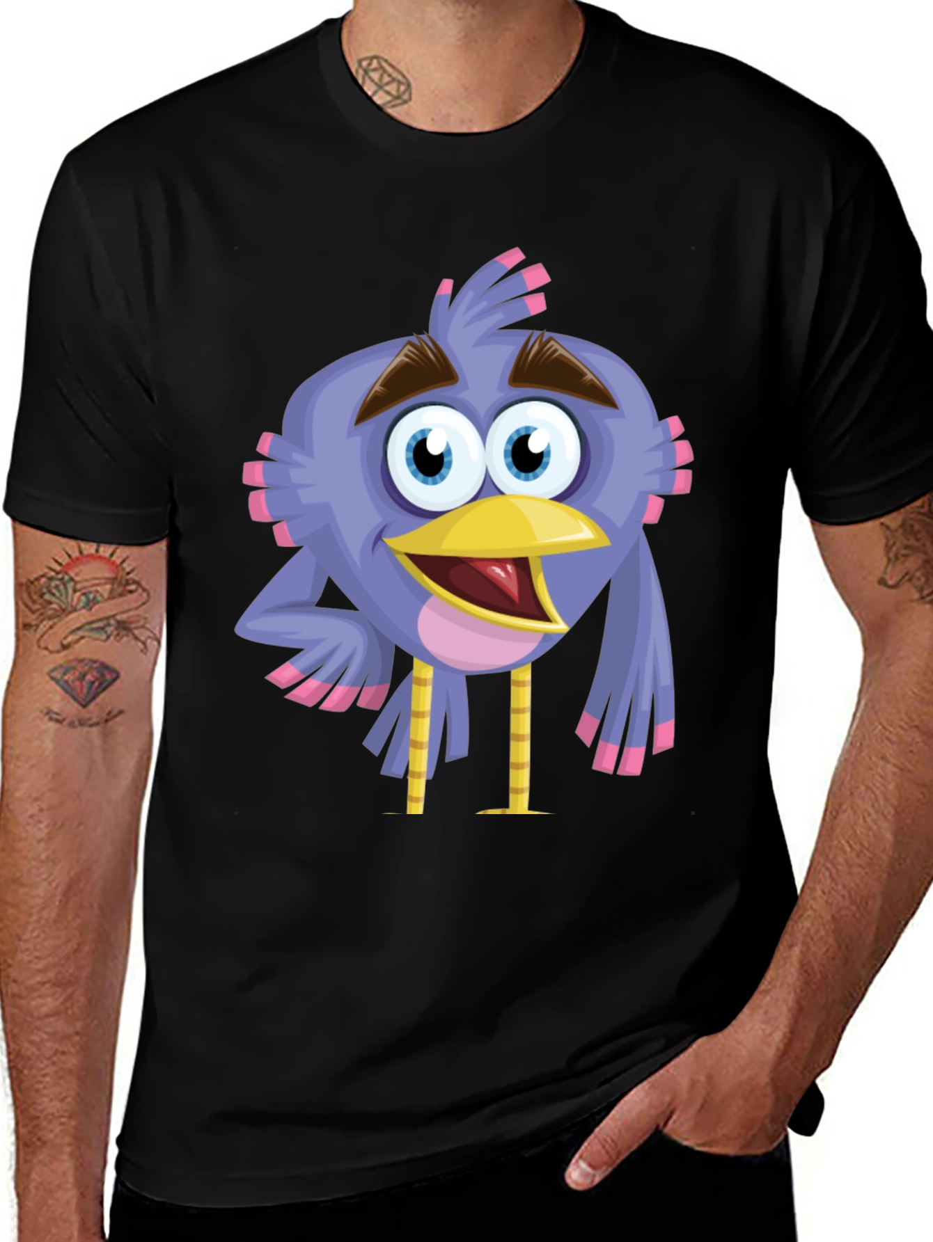 Cartoon Bird Graphic T-Shirt