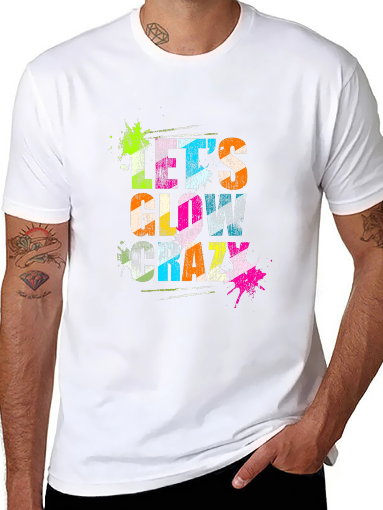 Lets Glow Crazy Black Graphic T-Shirt