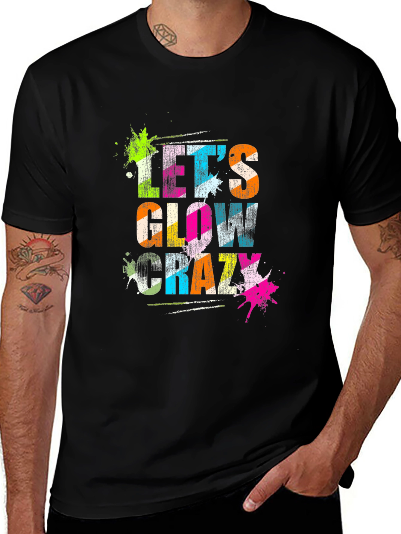 Lets Glow Crazy Black Graphic T-Shirt