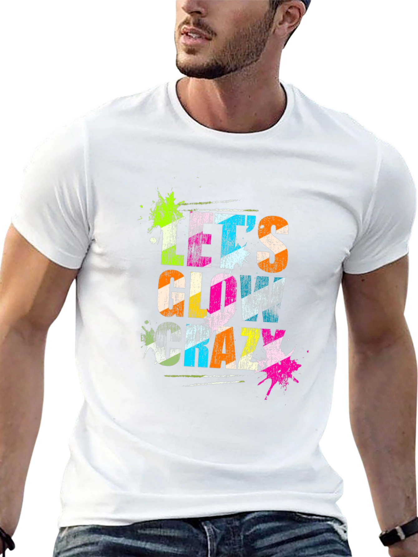 Lets Glow Crazy Black Graphic T-Shirt