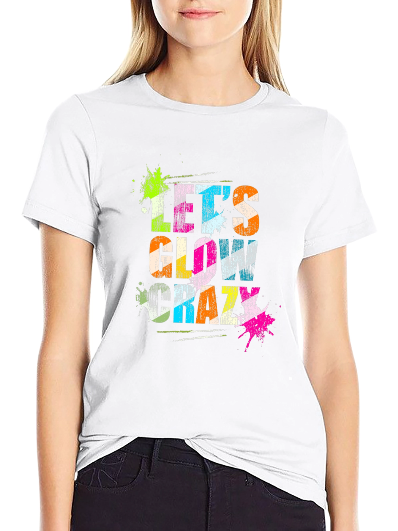 Lets Glow Crazy Black Graphic T-Shirt