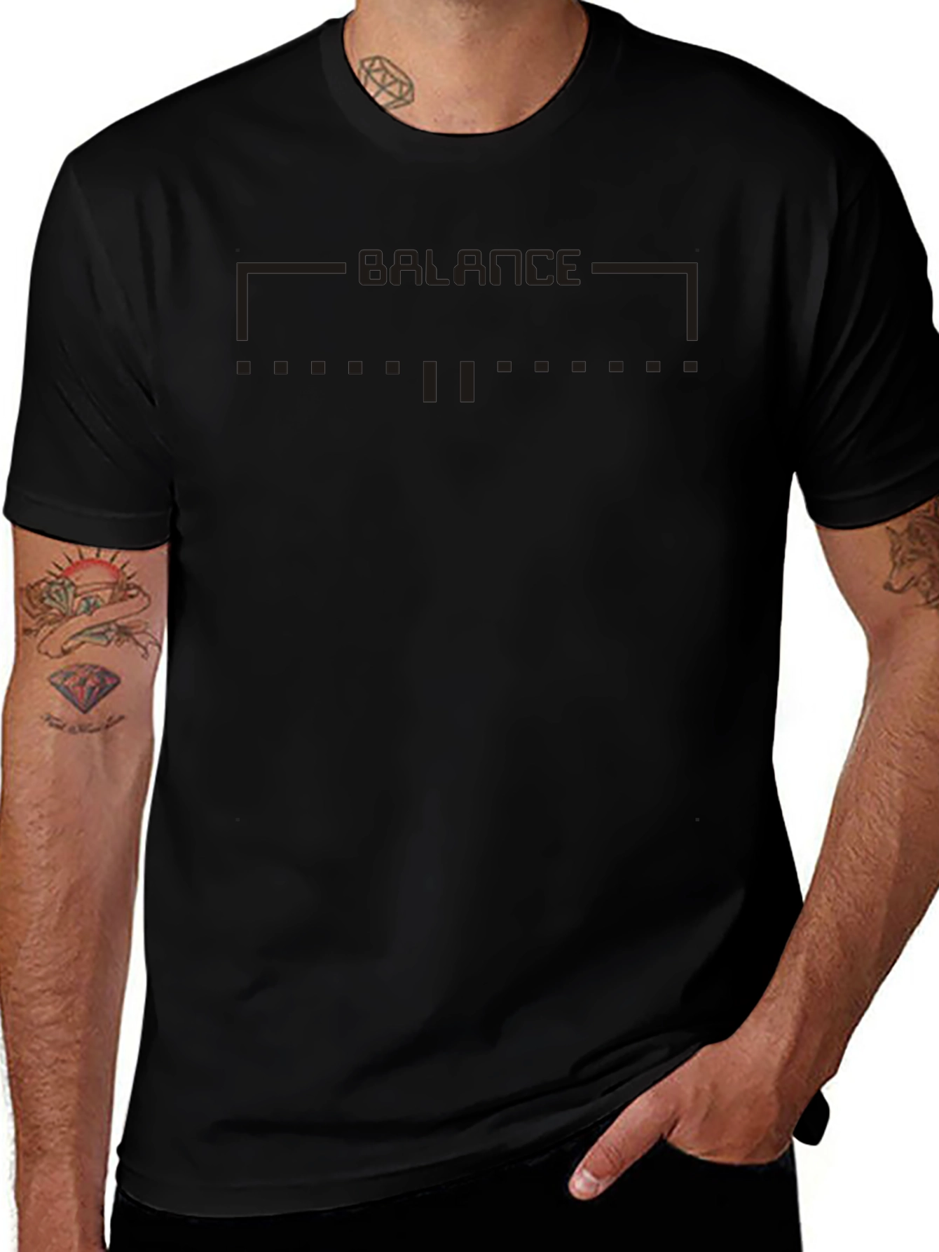 Balance Graphic Print Crew Neck T-Shirt - Black