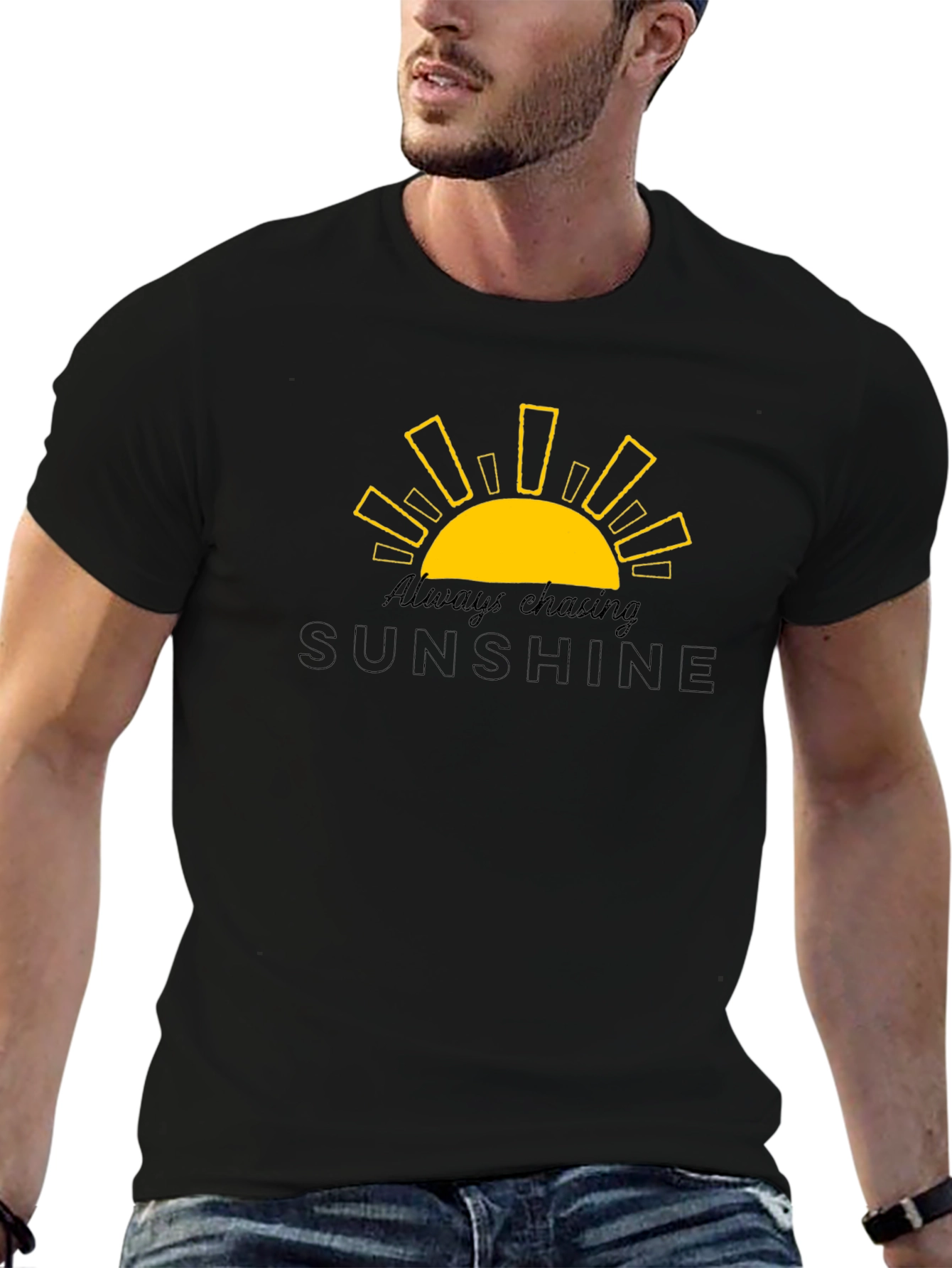 Always Chasing Sunshine Black Graphic Tee