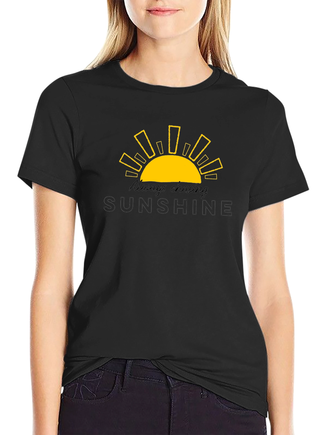 Always Chasing Sunshine Black Graphic Tee