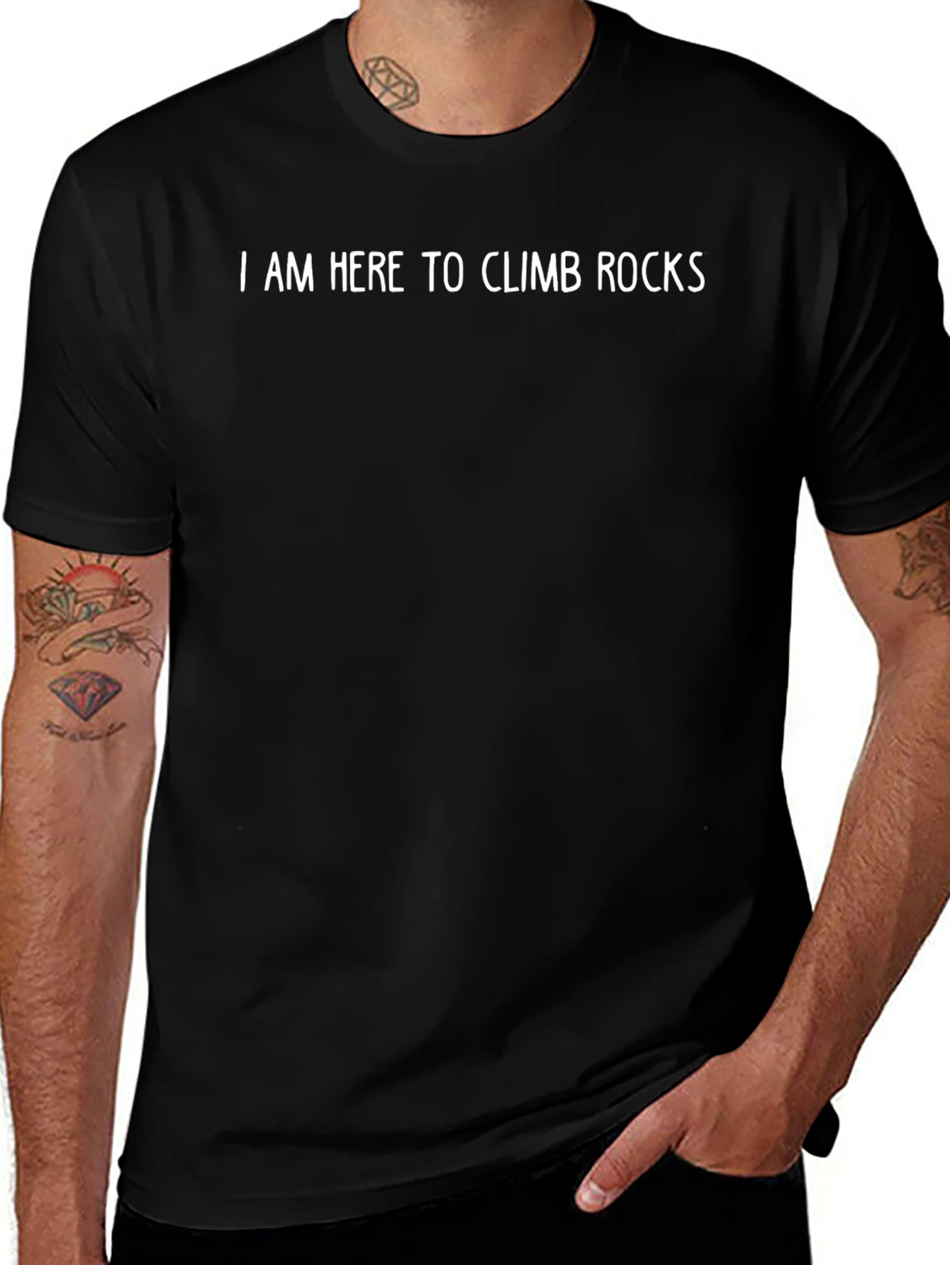 Climbing Rocks Graphic Tee - Black Cotton T-Shirt