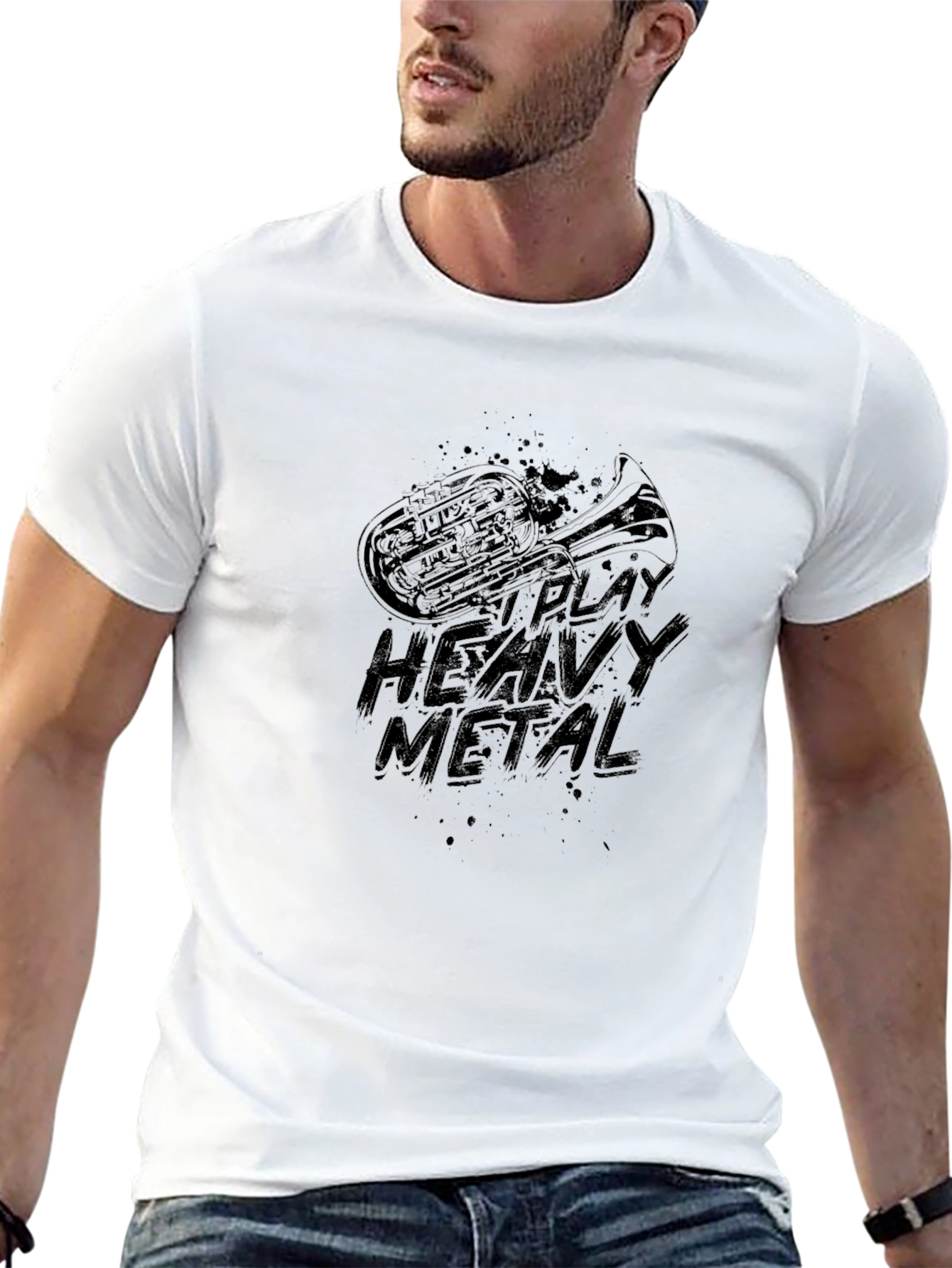Heavy Metal Tuba Player Black Graphic Tee