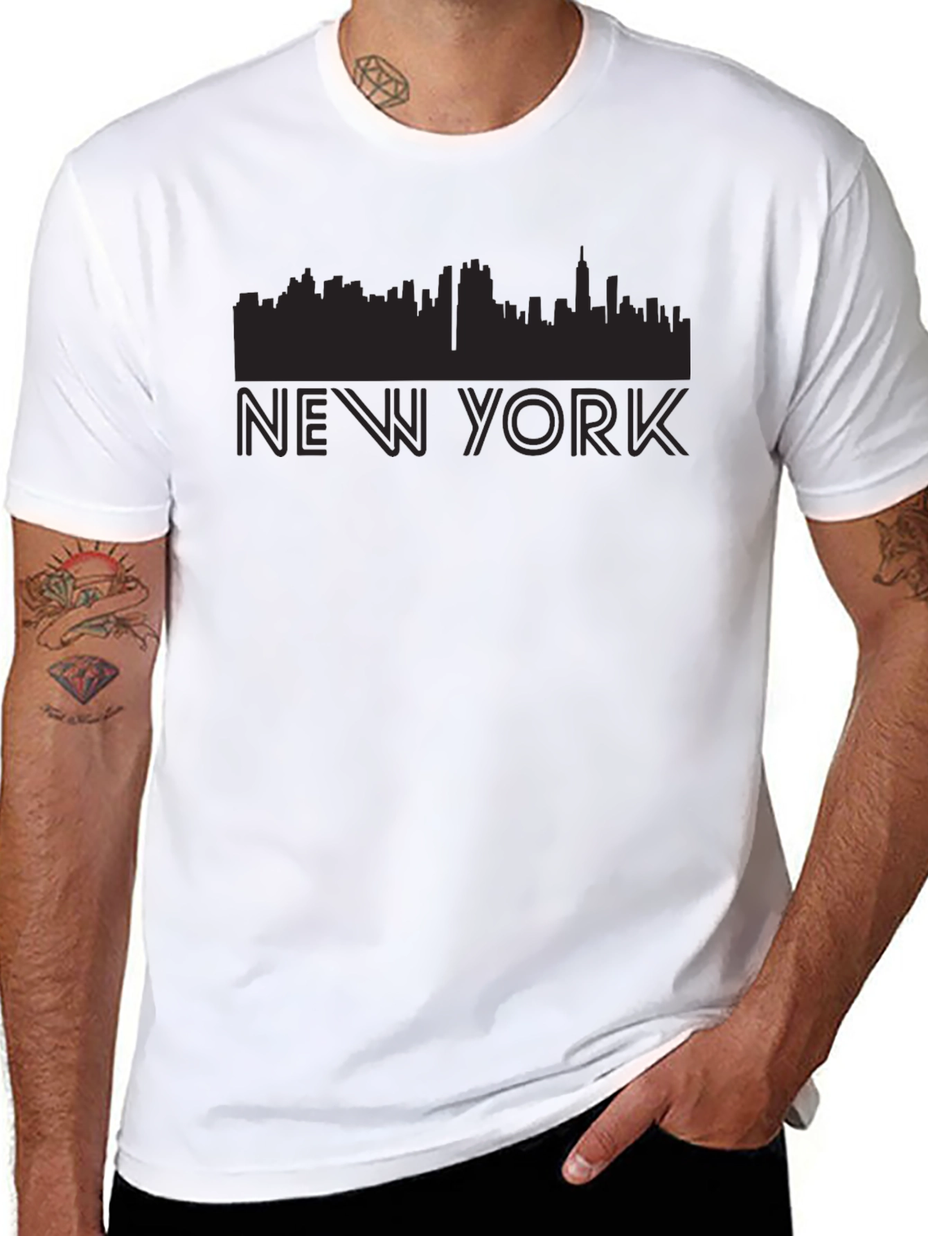 New York Skyline Graphic Tee - Black