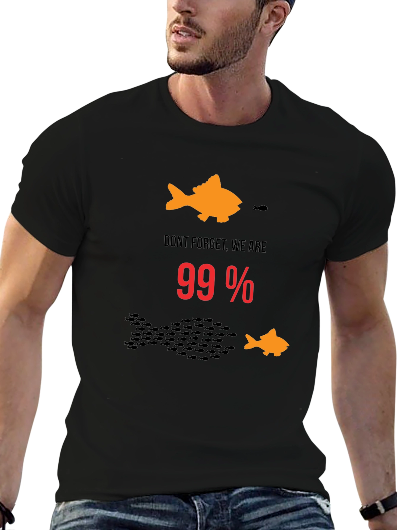 99% Fish Graphic T-Shirt - Black