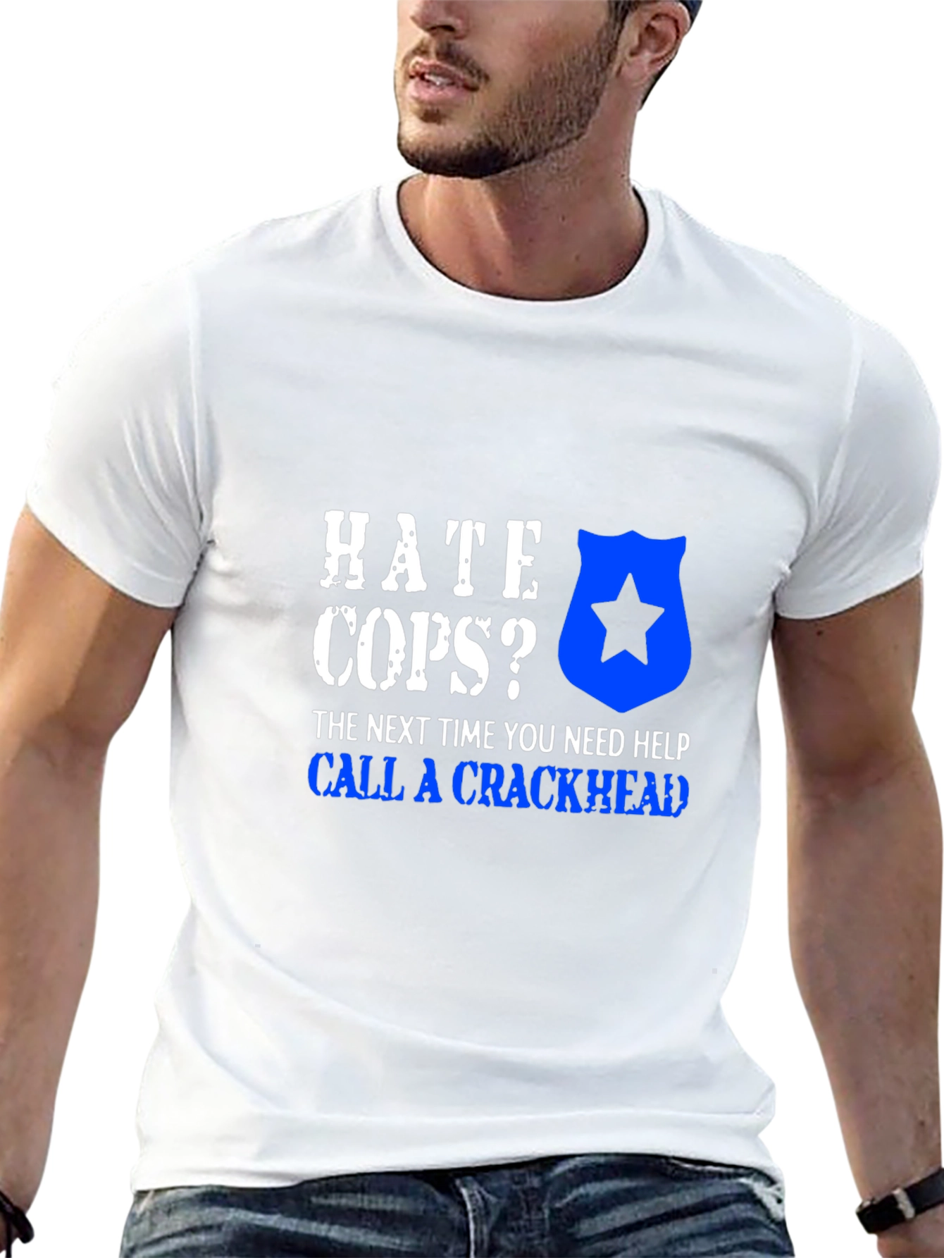 Hate Cops Funny Graphic Tee - Black Cotton T-Shirt