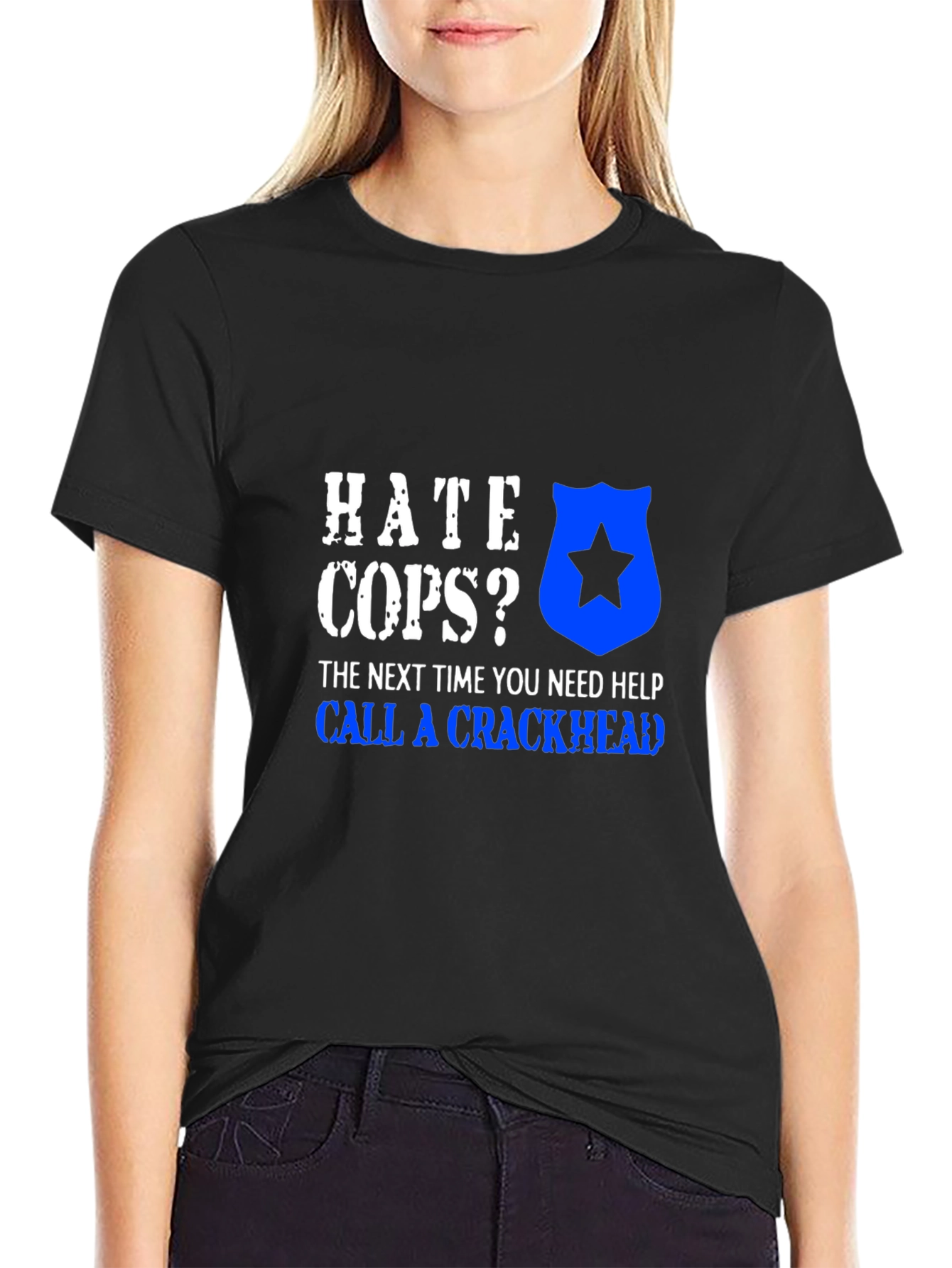 Hate Cops Funny Graphic Tee - Black Cotton T-Shirt