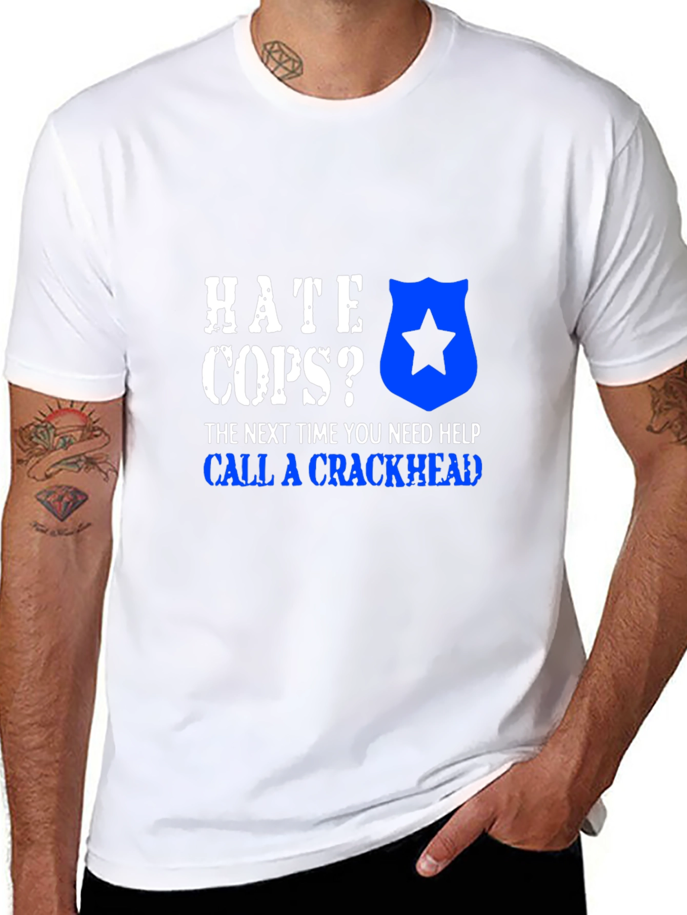 Hate Cops Funny Graphic Tee - Black Cotton T-Shirt