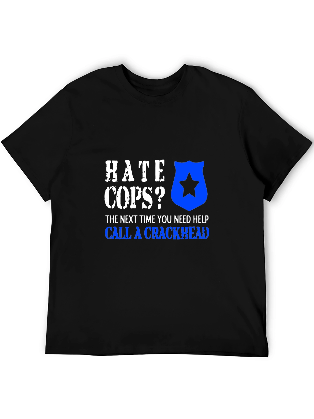 Hate Cops Funny Graphic Tee - Black Cotton T-Shirt
