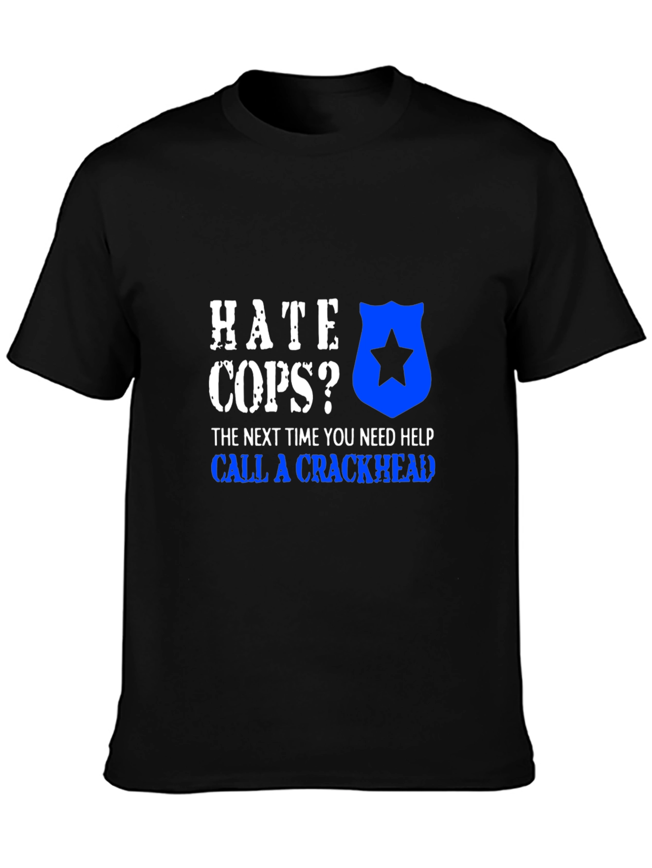 Hate Cops Funny Graphic Tee - Black Cotton T-Shirt