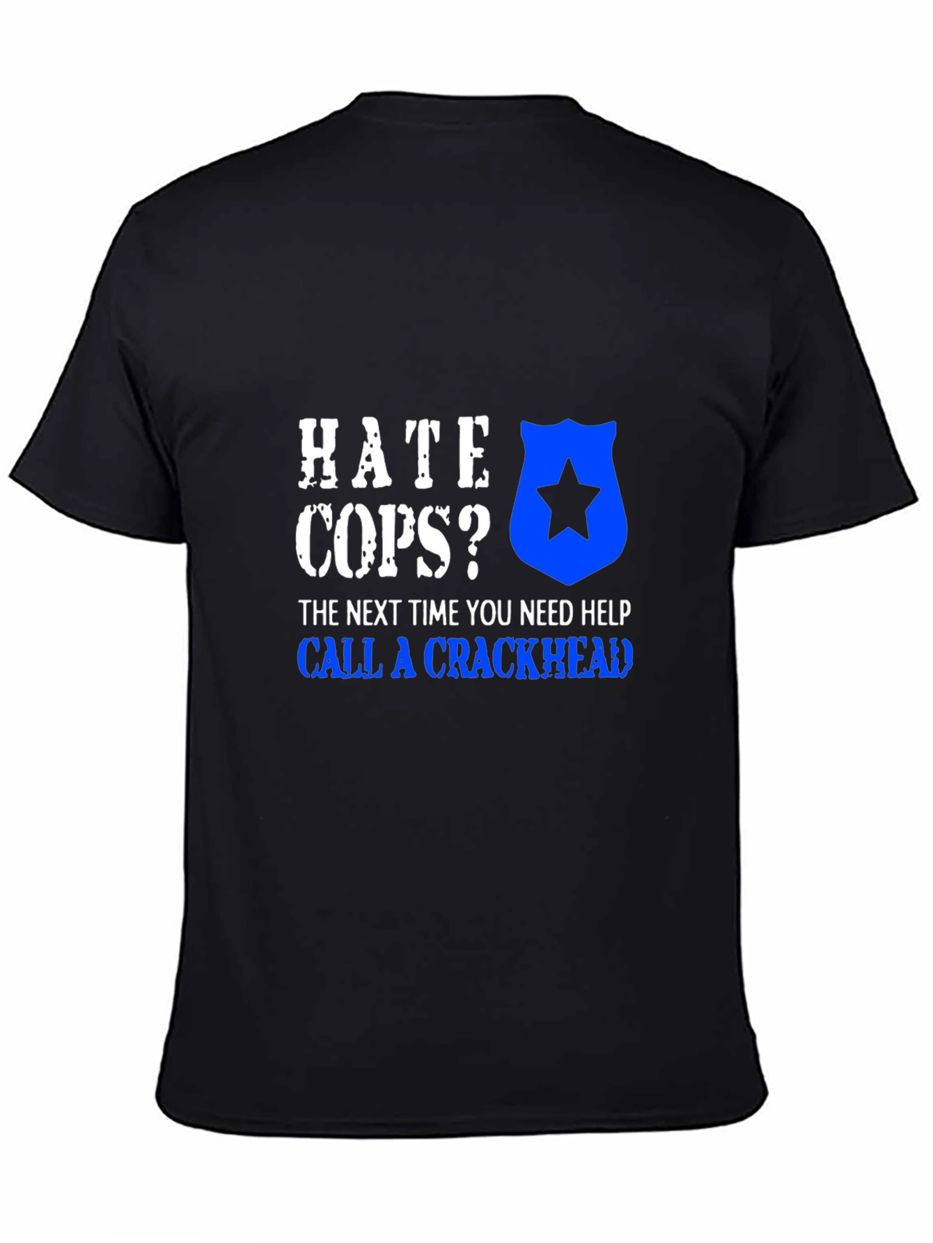 Hate Cops Funny Graphic Tee - Black Cotton T-Shirt